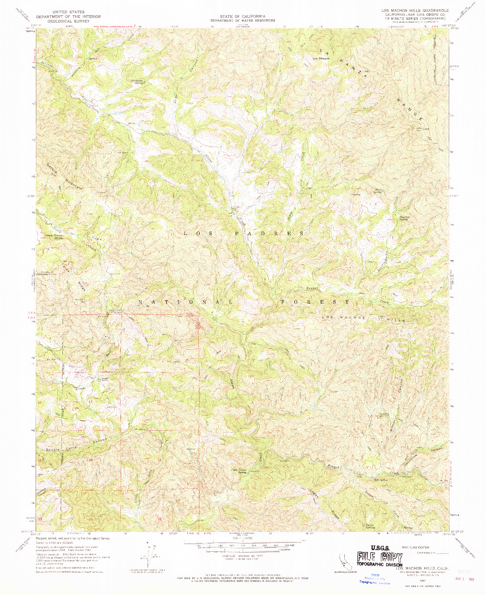 USGS 1:24000-SCALE QUADRANGLE FOR LOS MACHOS HILLS, CA 1967