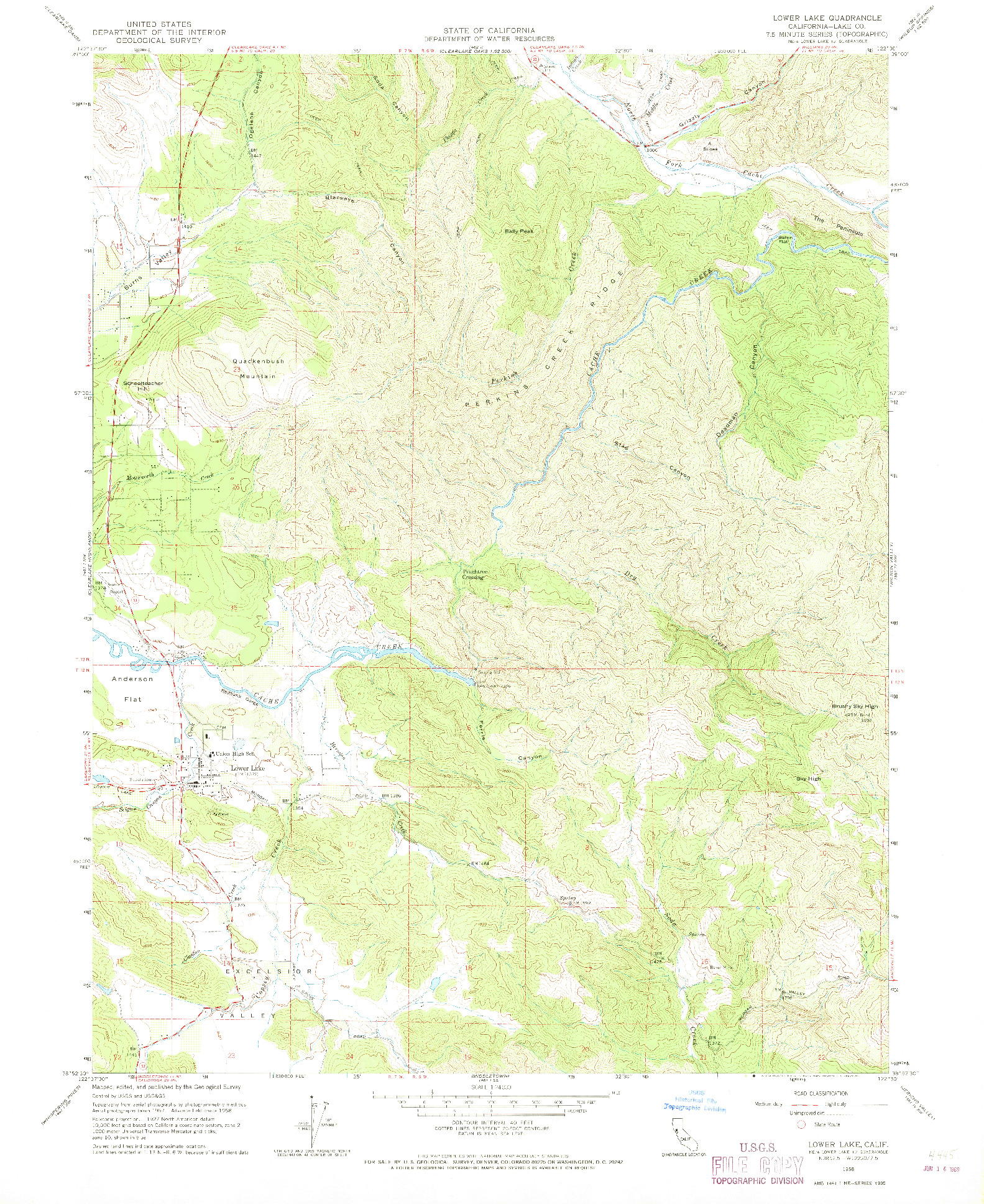 USGS 1:24000-SCALE QUADRANGLE FOR LOWER LAKE, CA 1958