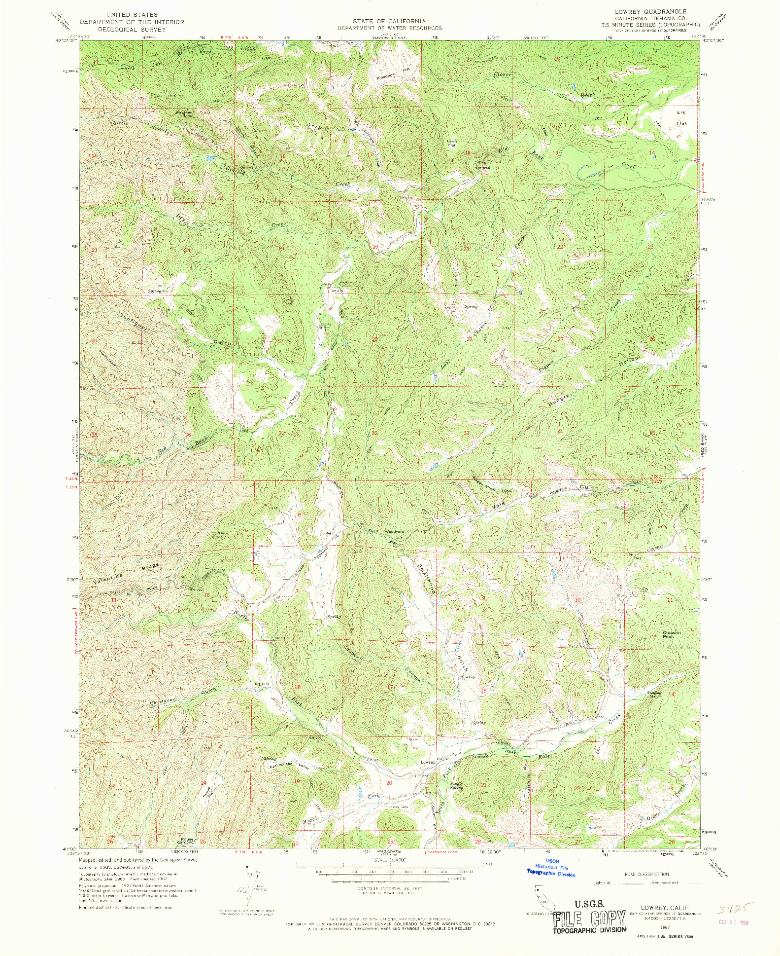 USGS 1:24000-SCALE QUADRANGLE FOR LOWREY, CA 1967