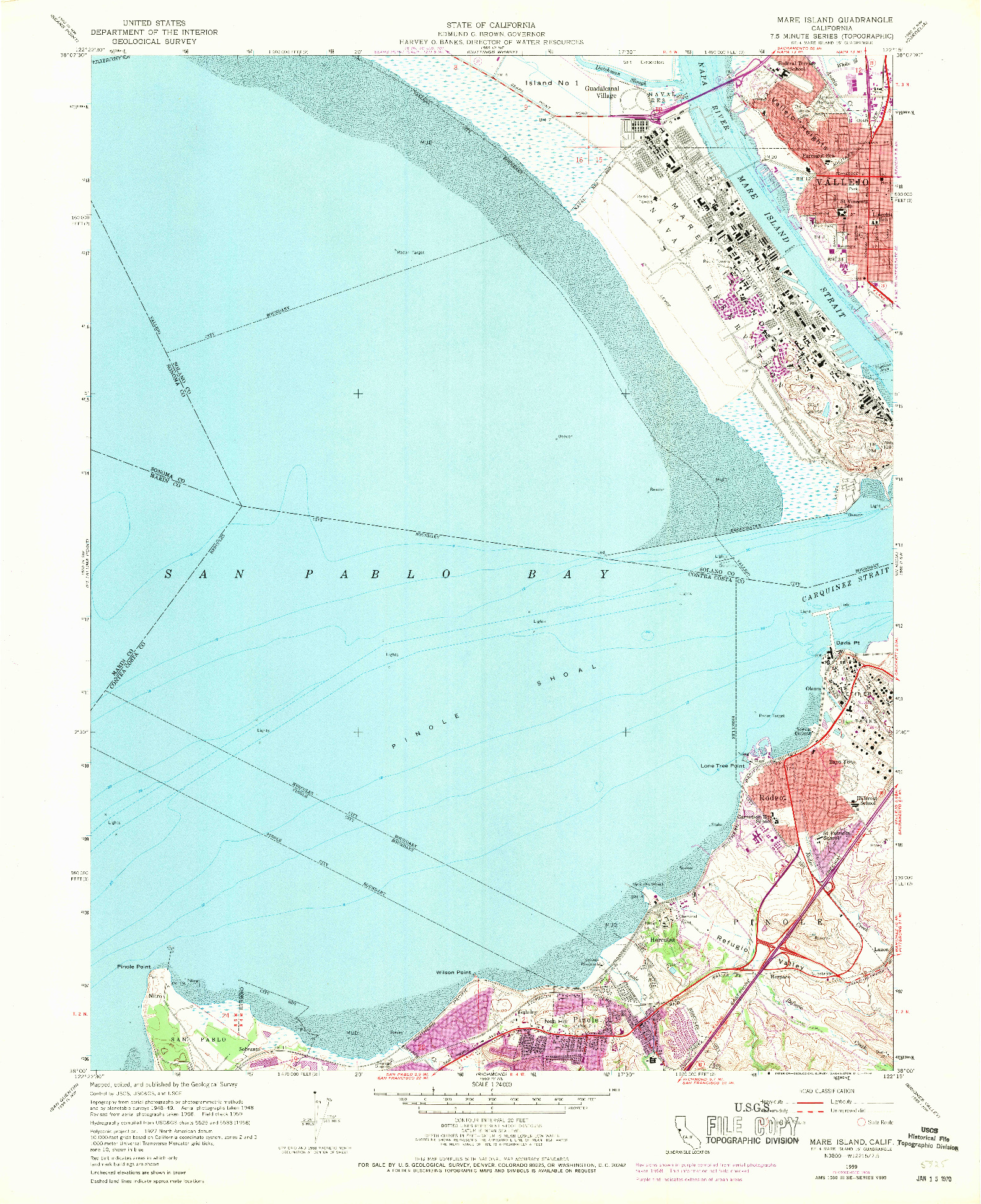 USGS 1:24000-SCALE QUADRANGLE FOR MARE ISLAND, CA 1959