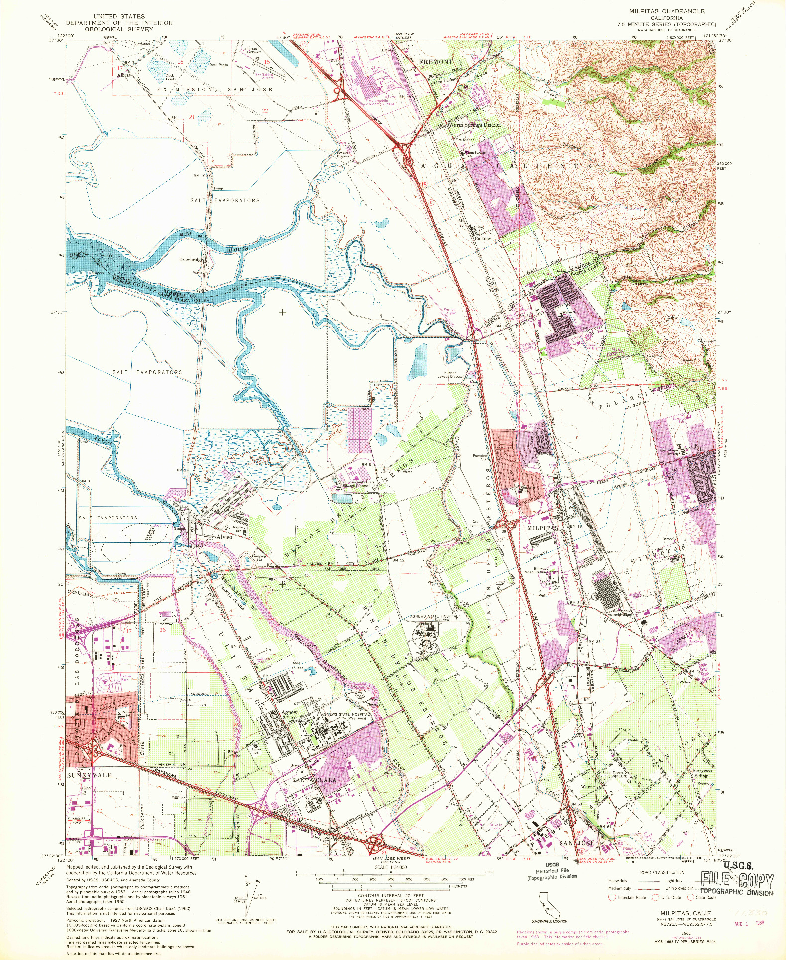 USGS 1:24000-SCALE QUADRANGLE FOR MILPITAS, CA 1961