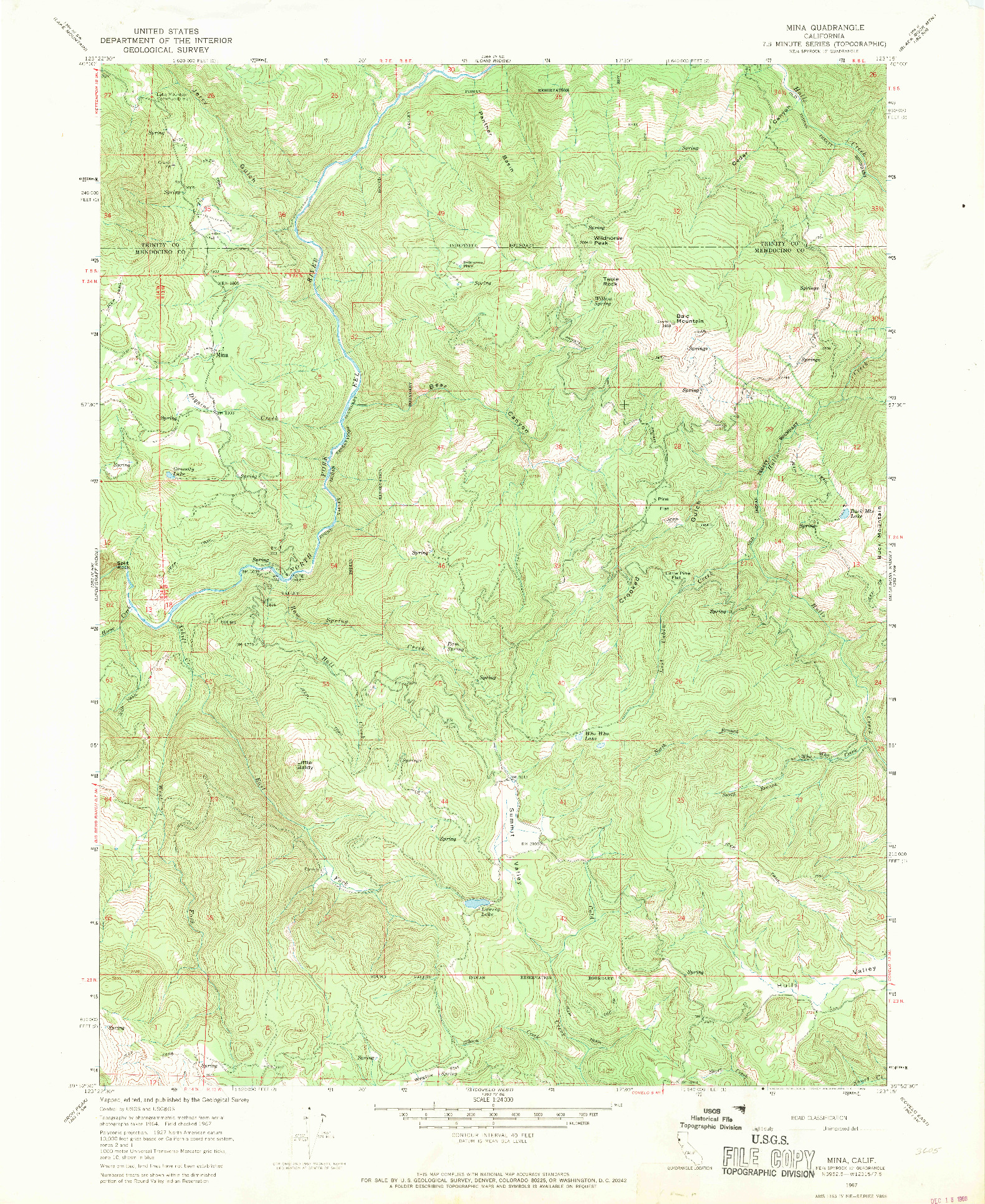 USGS 1:24000-SCALE QUADRANGLE FOR MINA, CA 1967