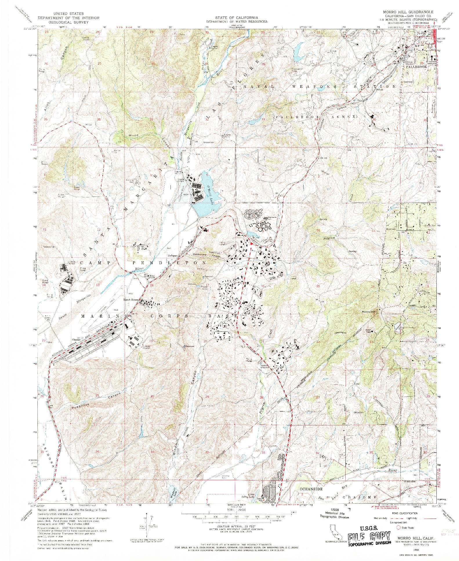 USGS 1:24000-SCALE QUADRANGLE FOR MORRO HILL, CA 1968