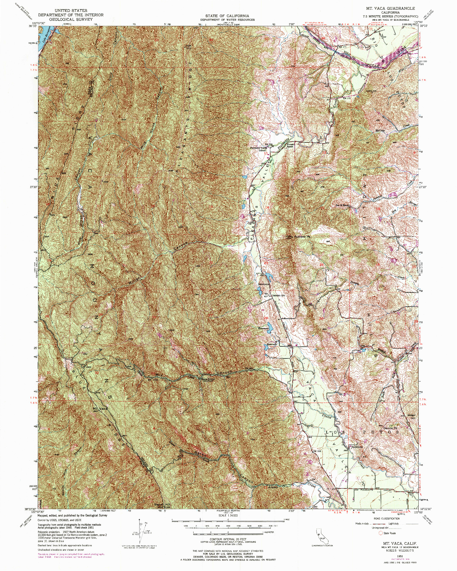 USGS 1:24000-SCALE QUADRANGLE FOR MT. VACA, CA 1951