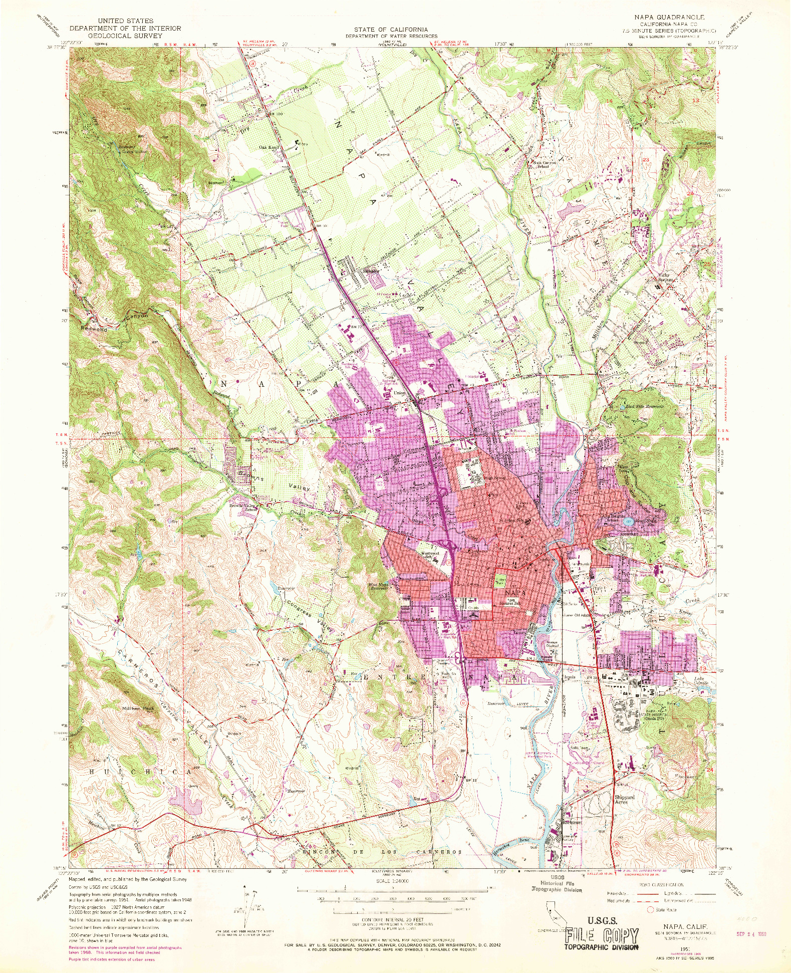 USGS 1:24000-SCALE QUADRANGLE FOR NAPA, CA 1951