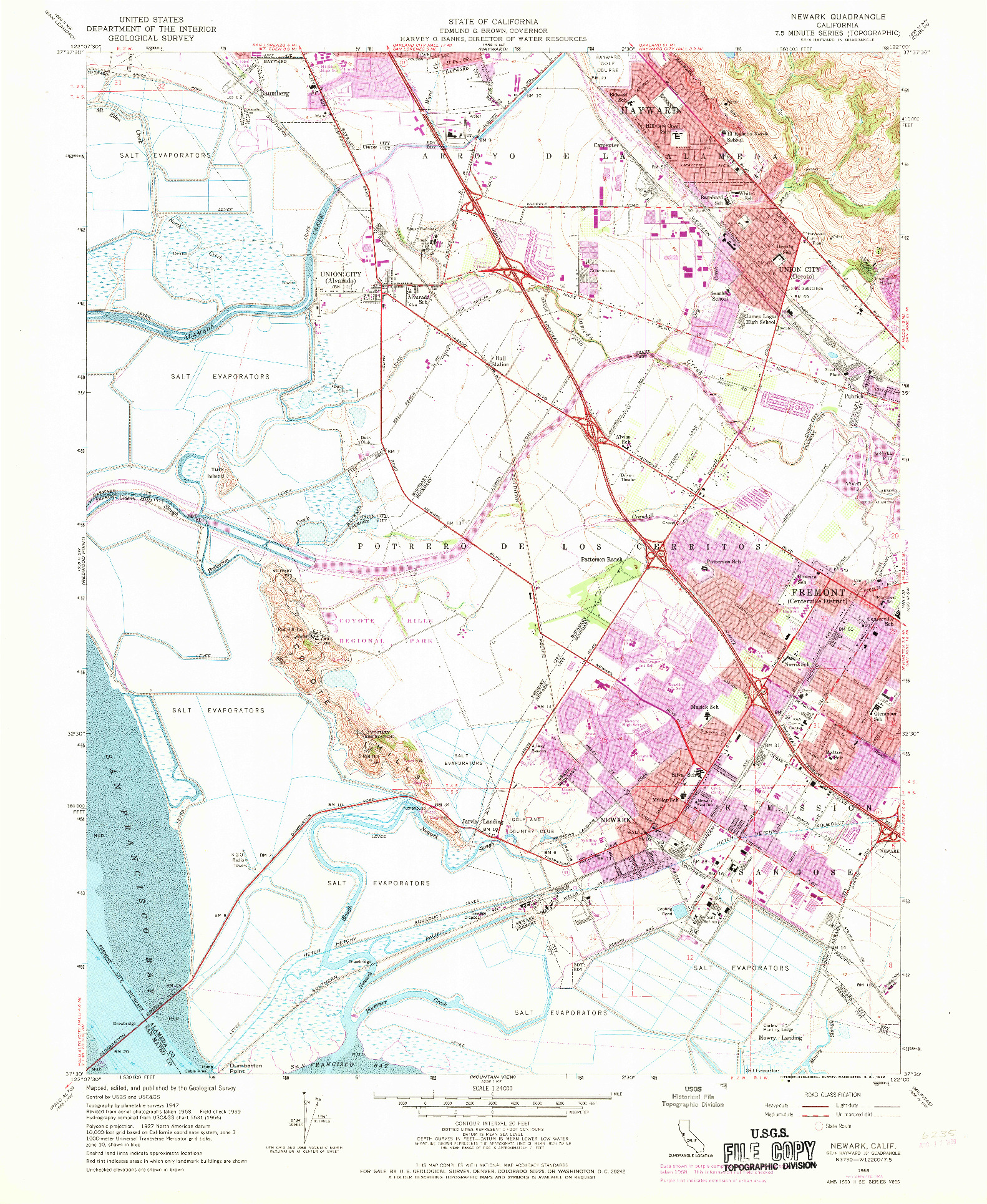 USGS 1:24000-SCALE QUADRANGLE FOR NEWARK, CA 1959