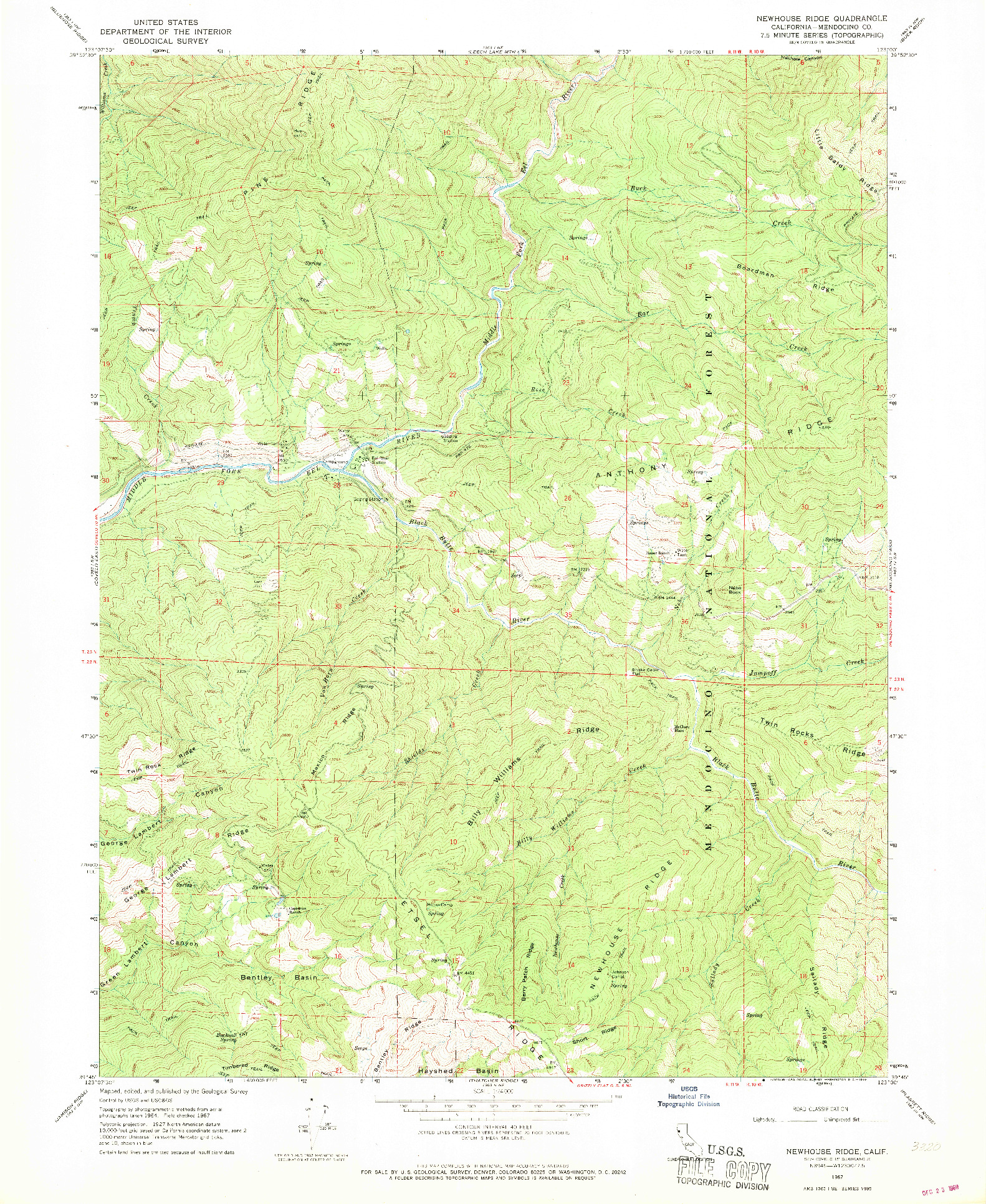 USGS 1:24000-SCALE QUADRANGLE FOR NEWHOUSE RIDGE, CA 1967