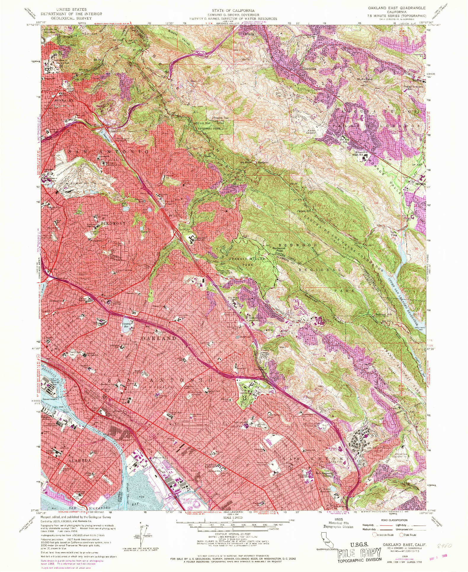 USGS 1:24000-SCALE QUADRANGLE FOR OAKLAND EAST, CA 1959