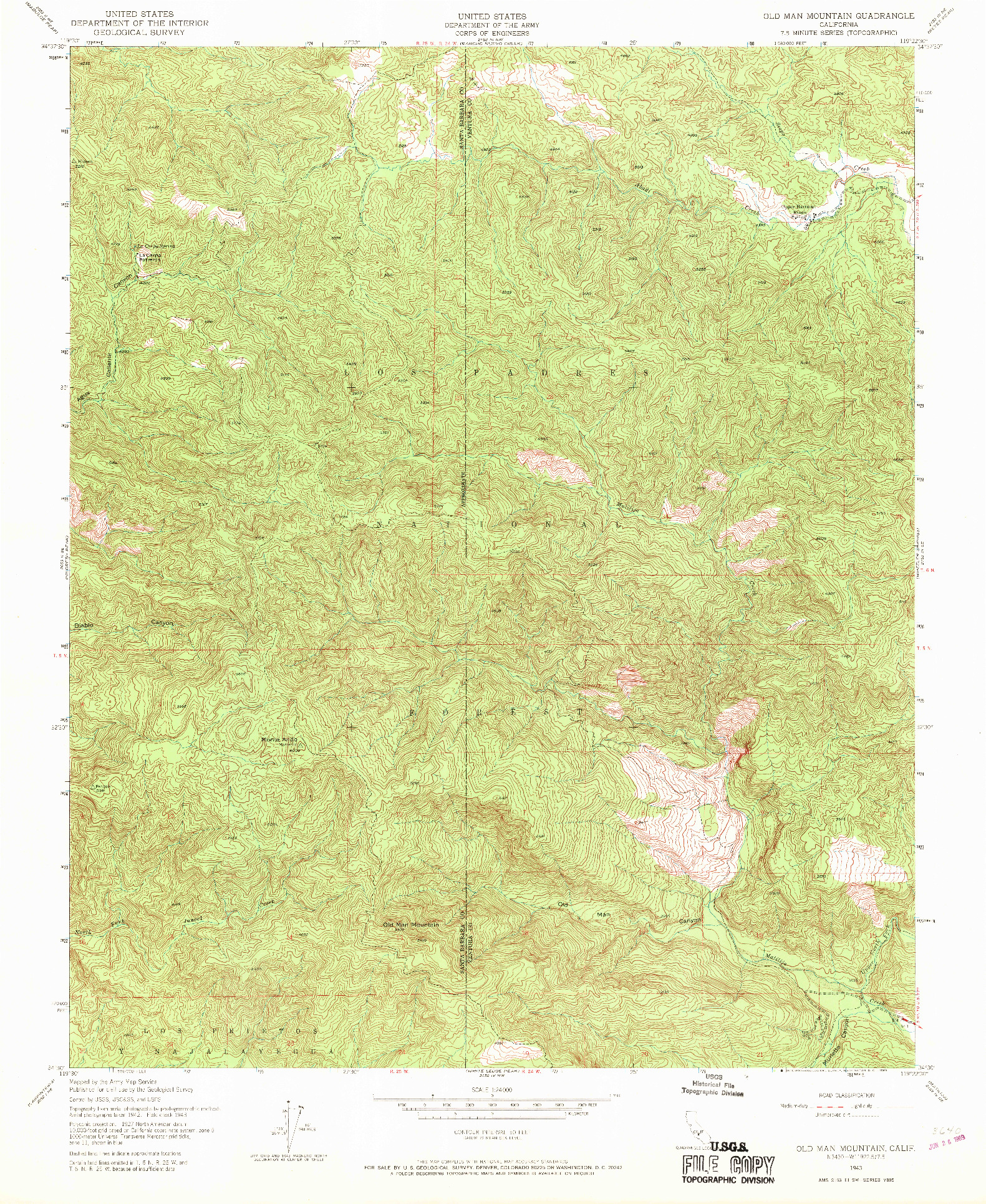 USGS 1:24000-SCALE QUADRANGLE FOR OLD MAN MOUNTAIN, CA 1943