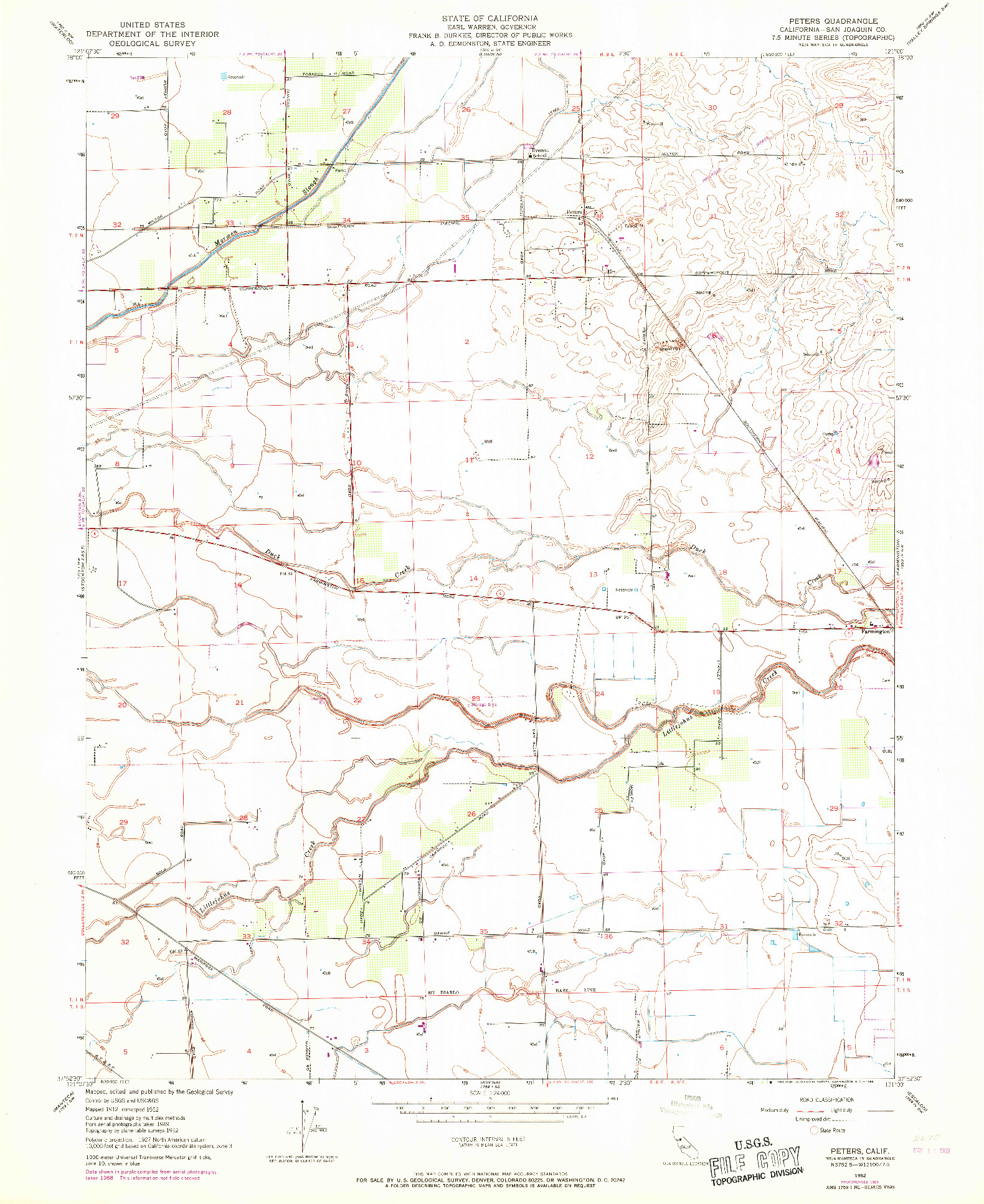 USGS 1:24000-SCALE QUADRANGLE FOR PETERS, CA 1952