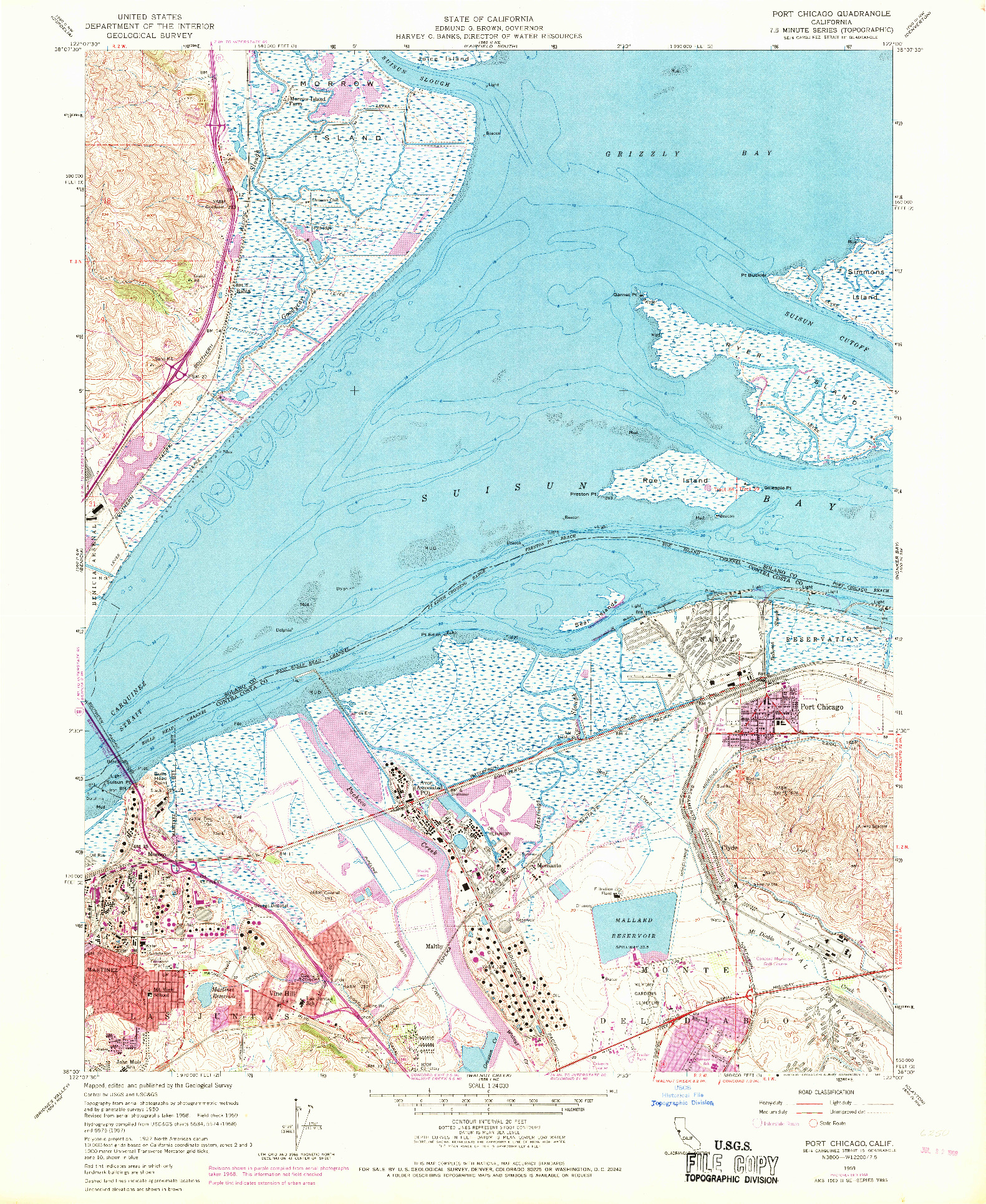 USGS 1:24000-SCALE QUADRANGLE FOR PORT CHICAGO, CA 1968