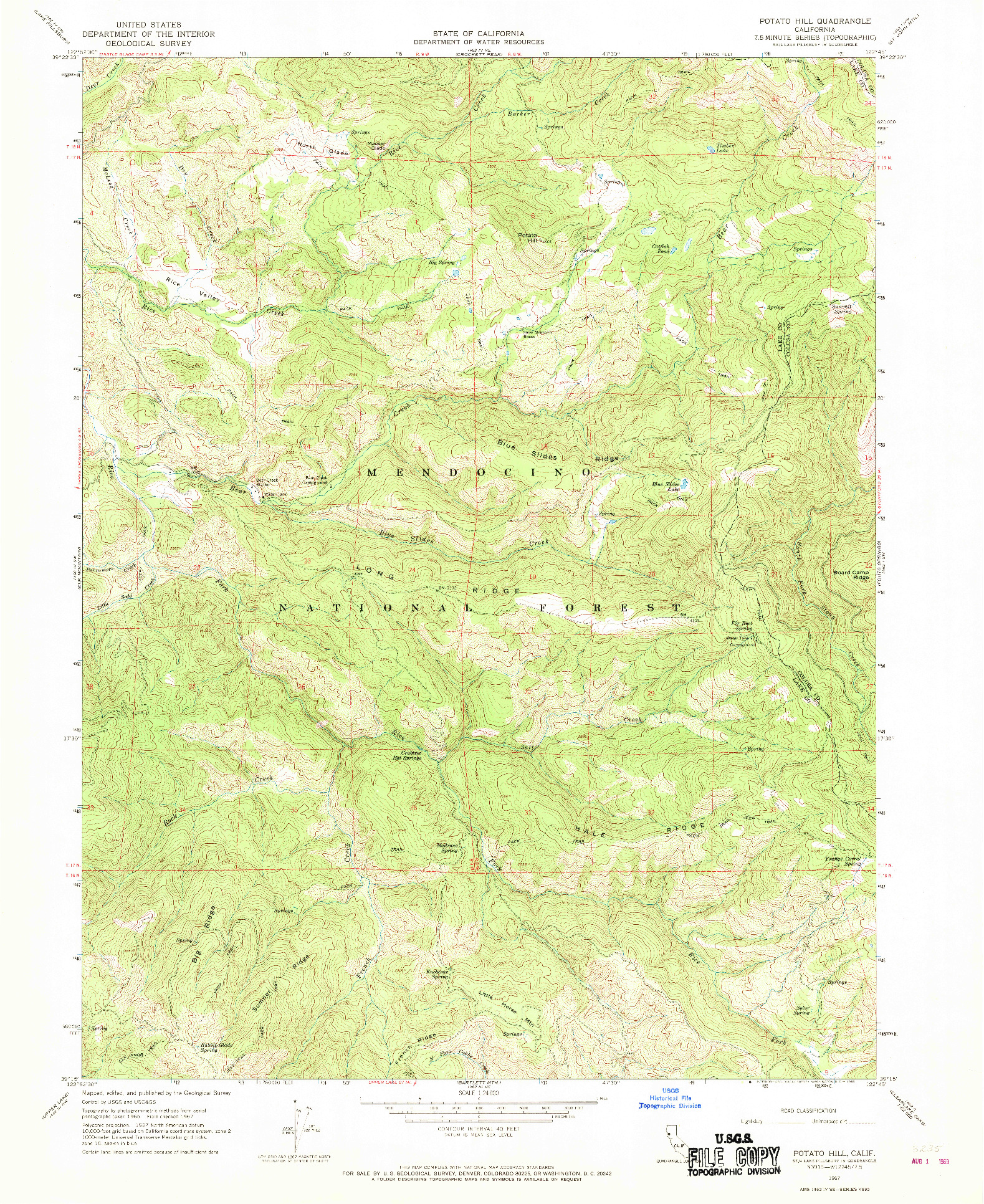 USGS 1:24000-SCALE QUADRANGLE FOR POTATO HILL, CA 1967