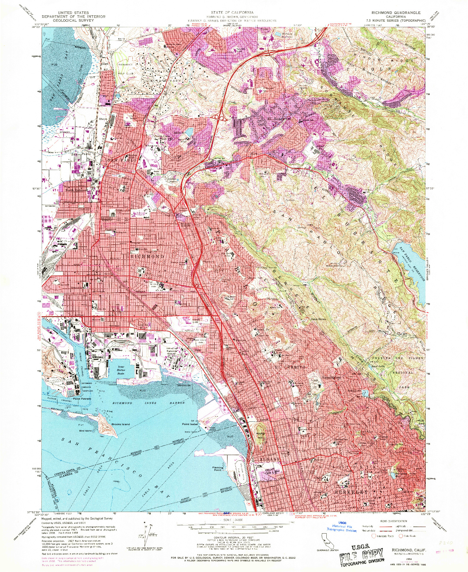 USGS 1:24000-SCALE QUADRANGLE FOR RICHMOND, CA 1959