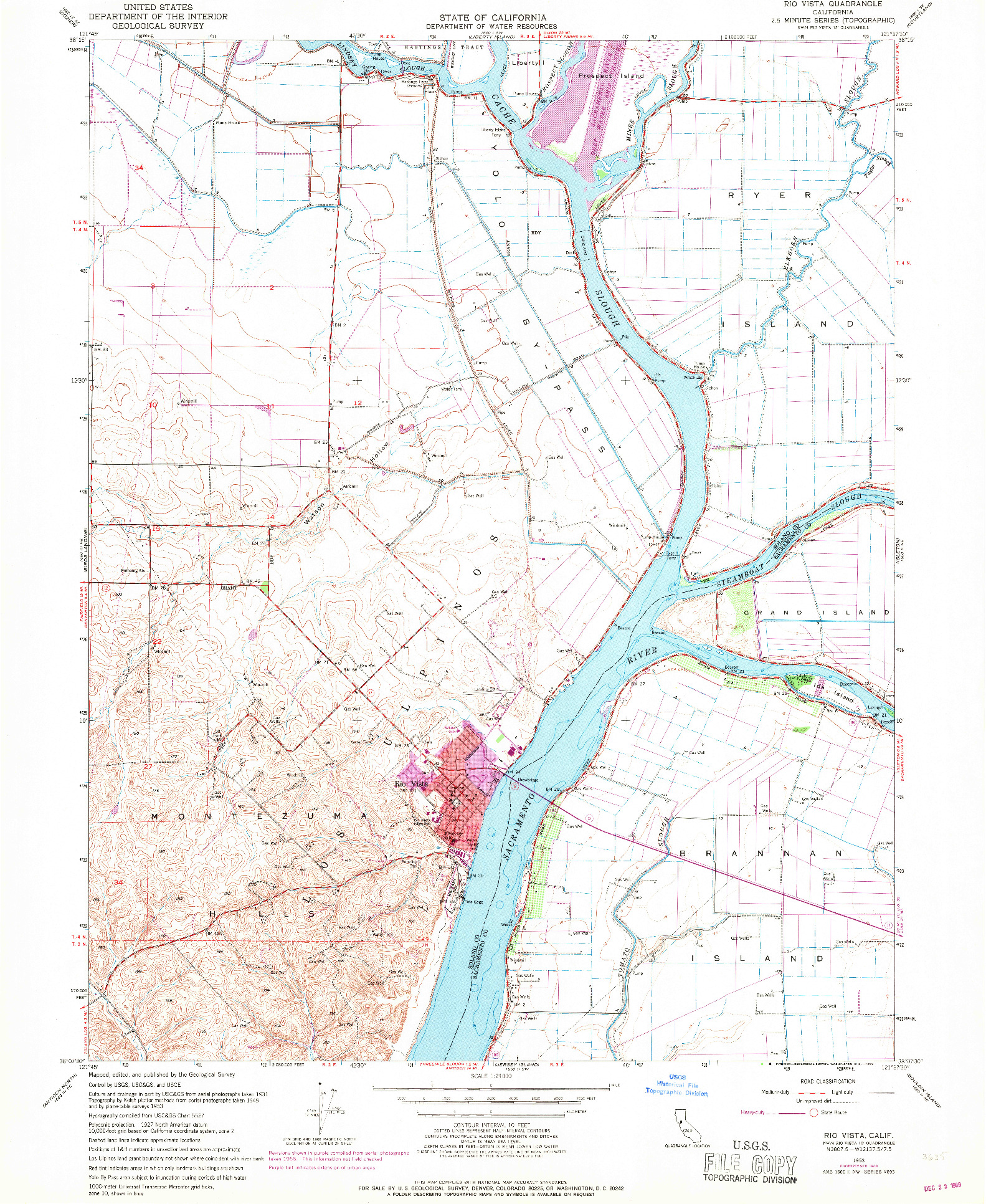 USGS 1:24000-SCALE QUADRANGLE FOR RIO VISTA, CA 1953