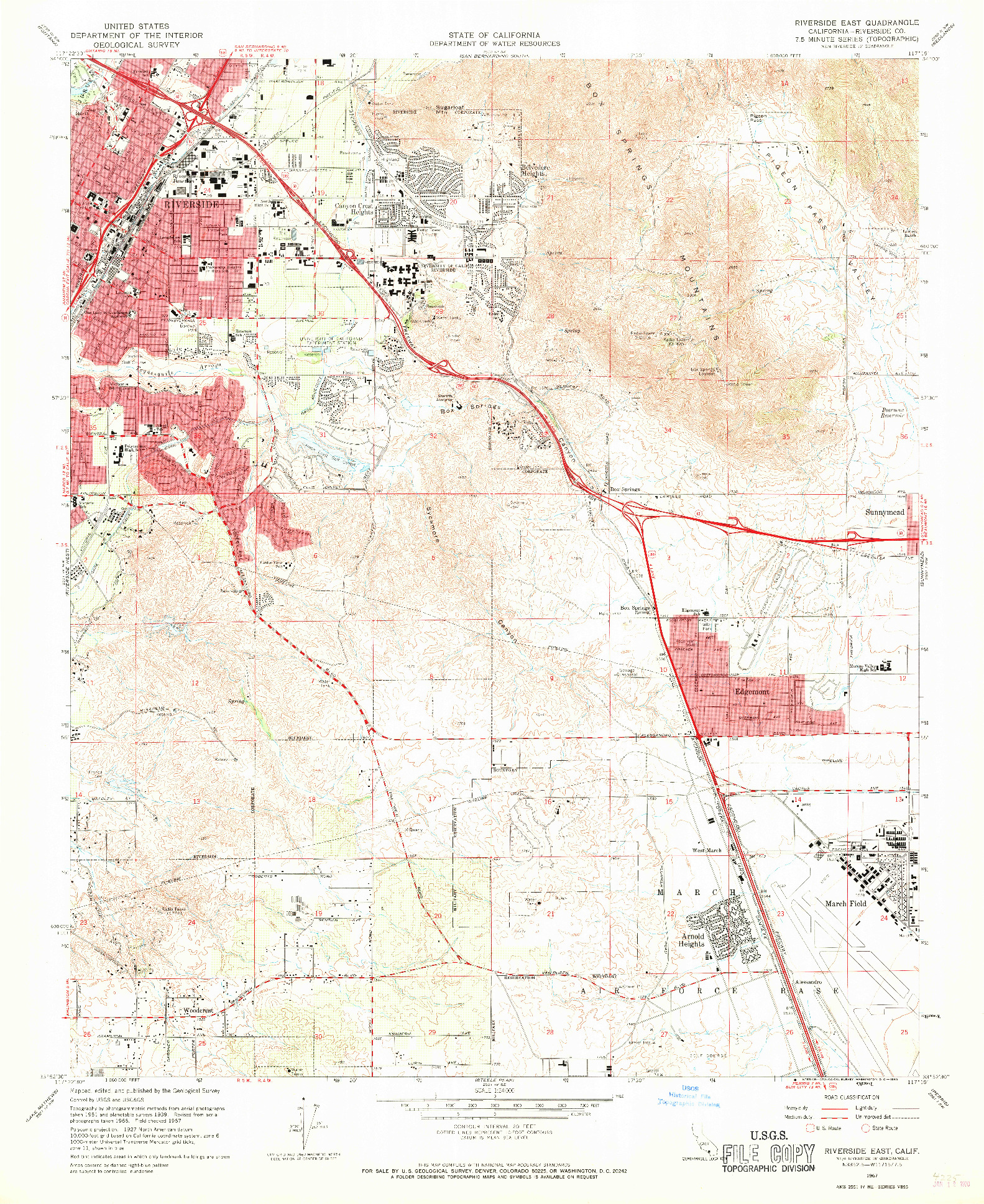 USGS 1:24000-SCALE QUADRANGLE FOR RIVERSIDE EAST, CA 1967