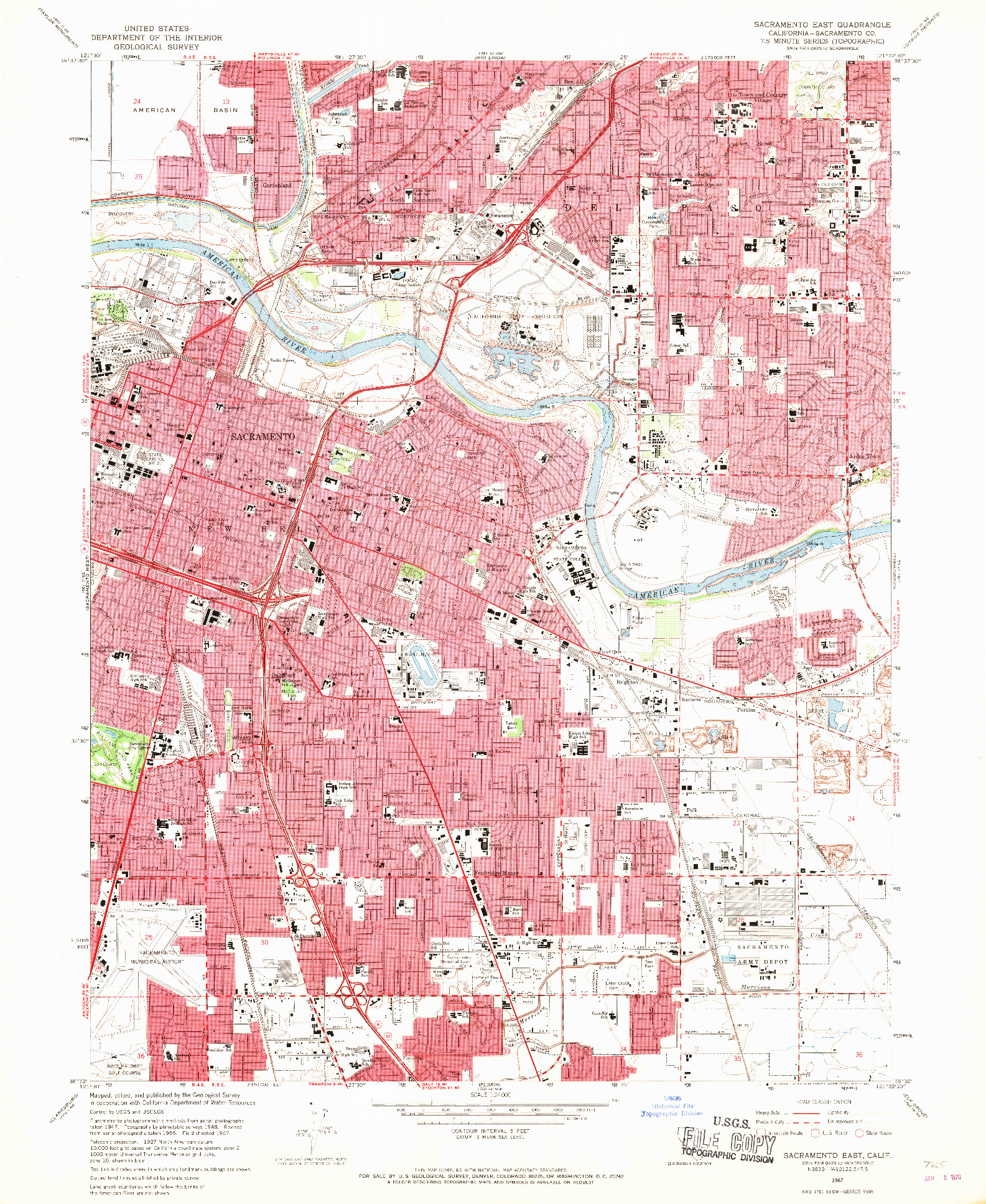 USGS 1:24000-SCALE QUADRANGLE FOR SACRAMENTO EAST, CA 1967