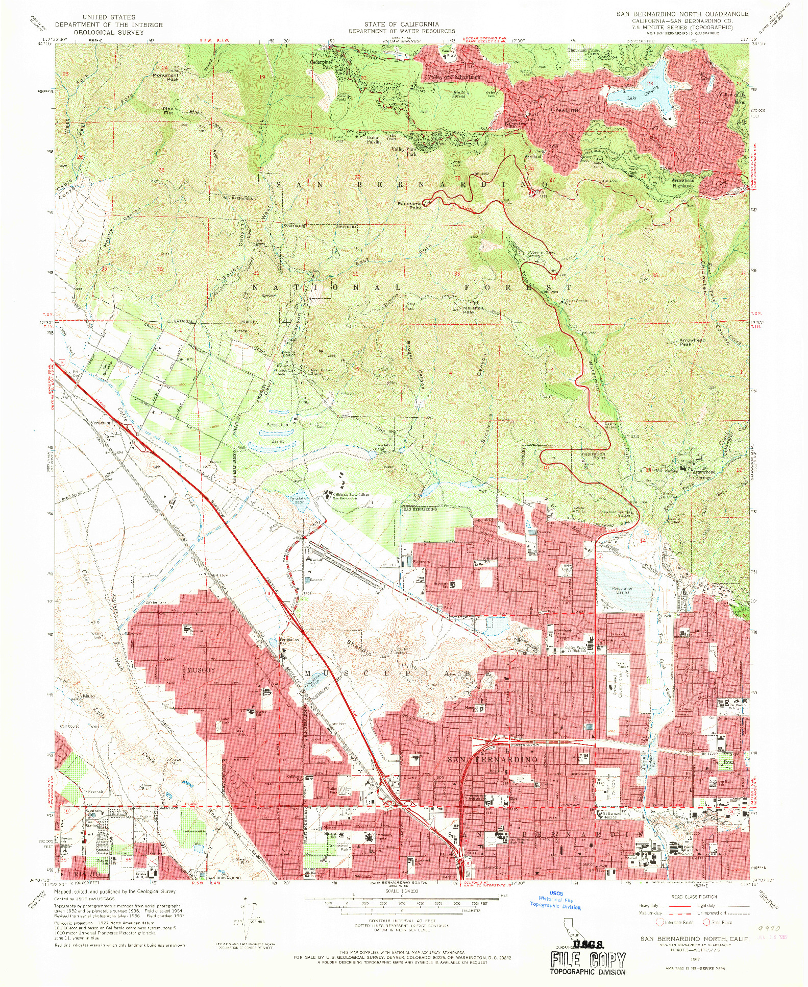 USGS 1:24000-SCALE QUADRANGLE FOR SAN BERNARDINO NORTH, CA 1967