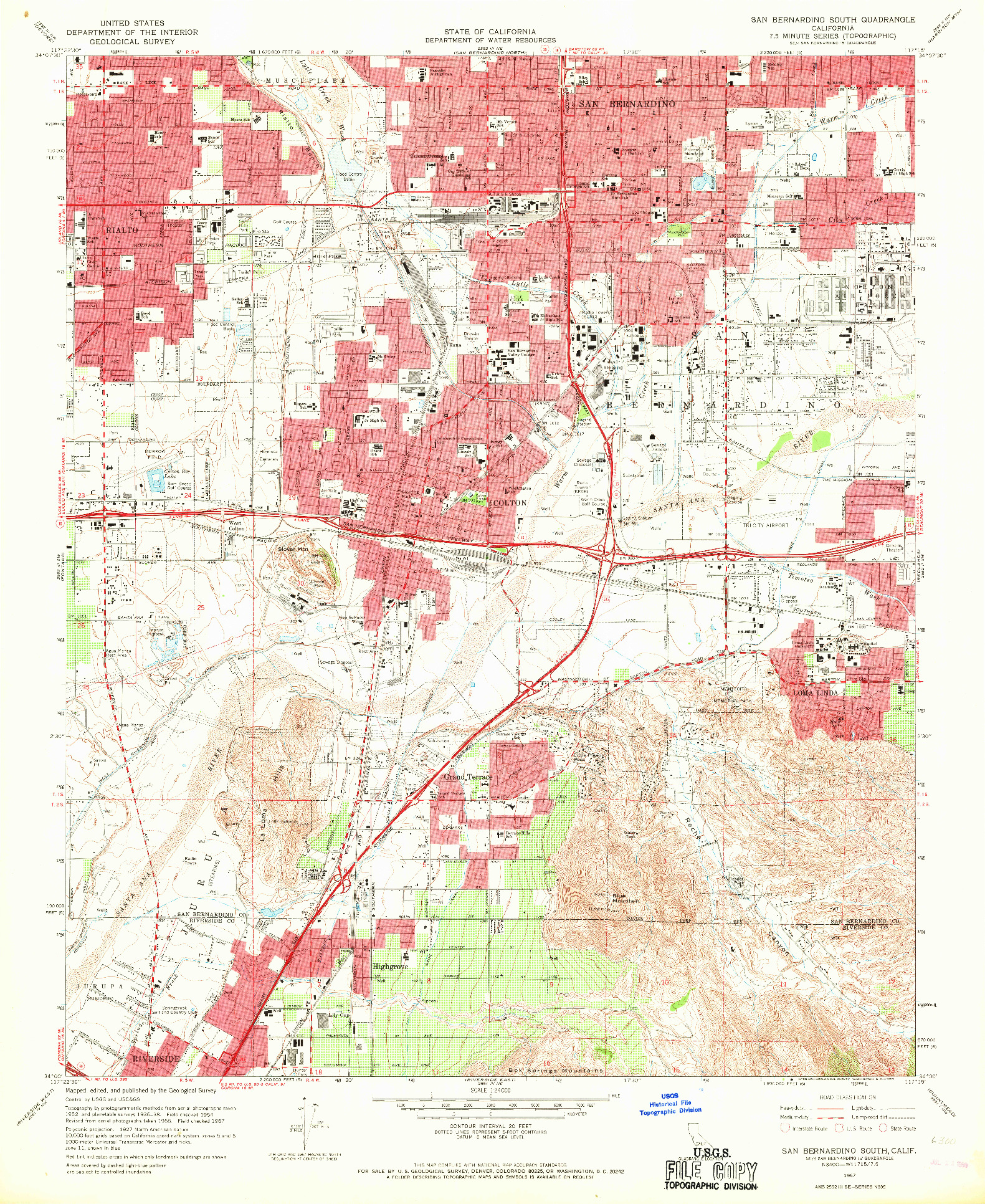 USGS 1:24000-SCALE QUADRANGLE FOR SAN BERNARDINO SOUTH, CA 1967