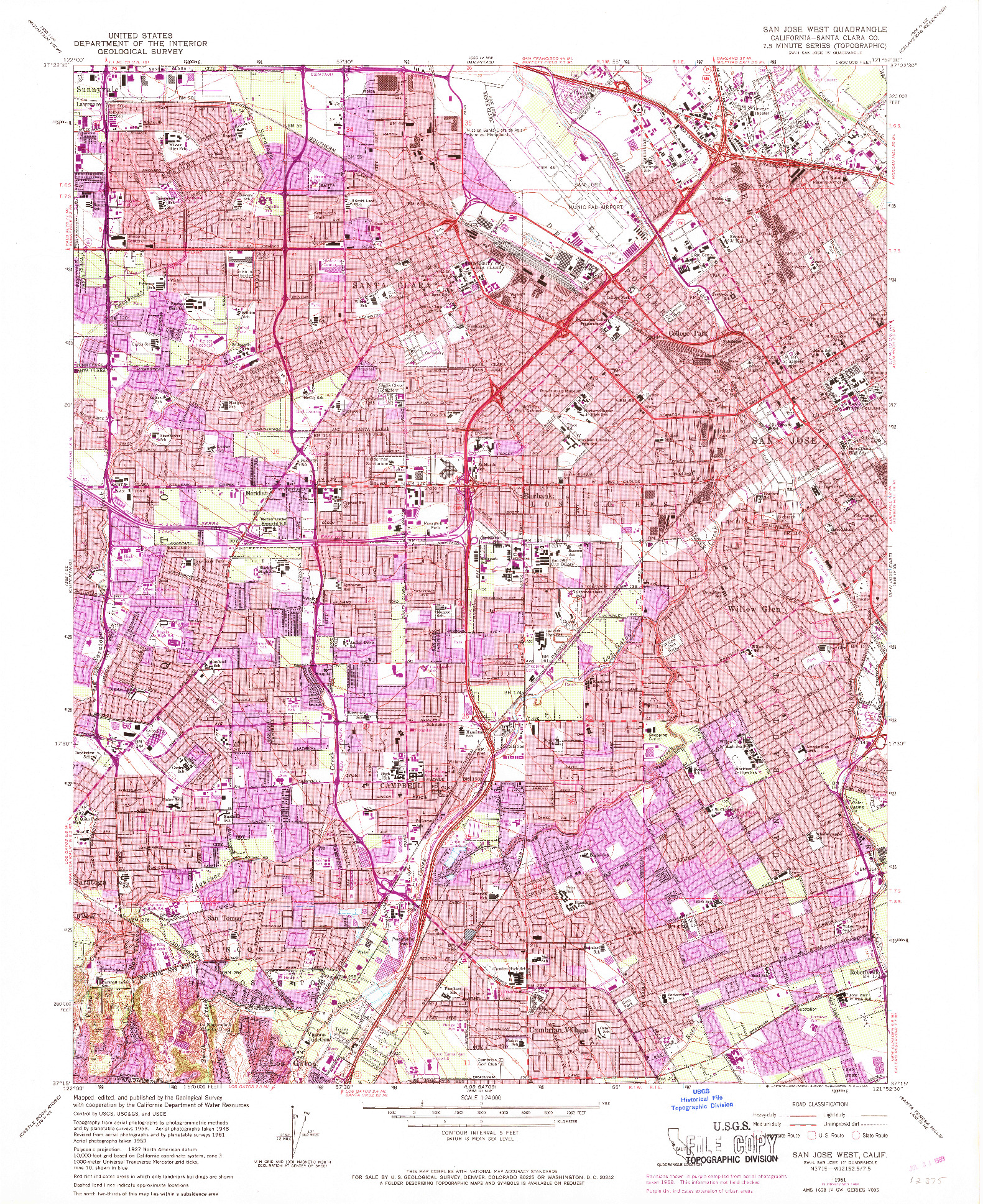 USGS 1:24000-SCALE QUADRANGLE FOR SAN JOSE WEST, CA 1961