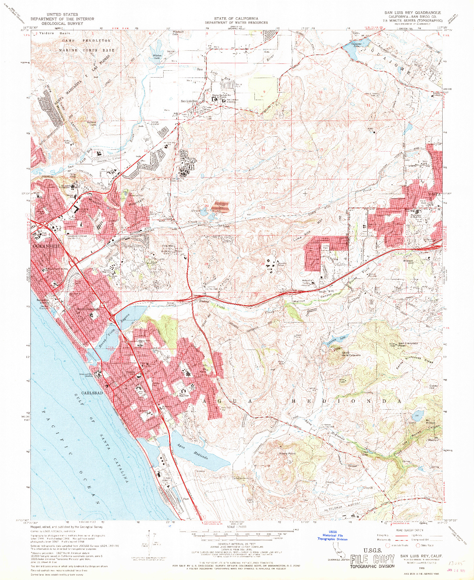 USGS 1:24000-SCALE QUADRANGLE FOR SAN LUIS REY, CA 1968