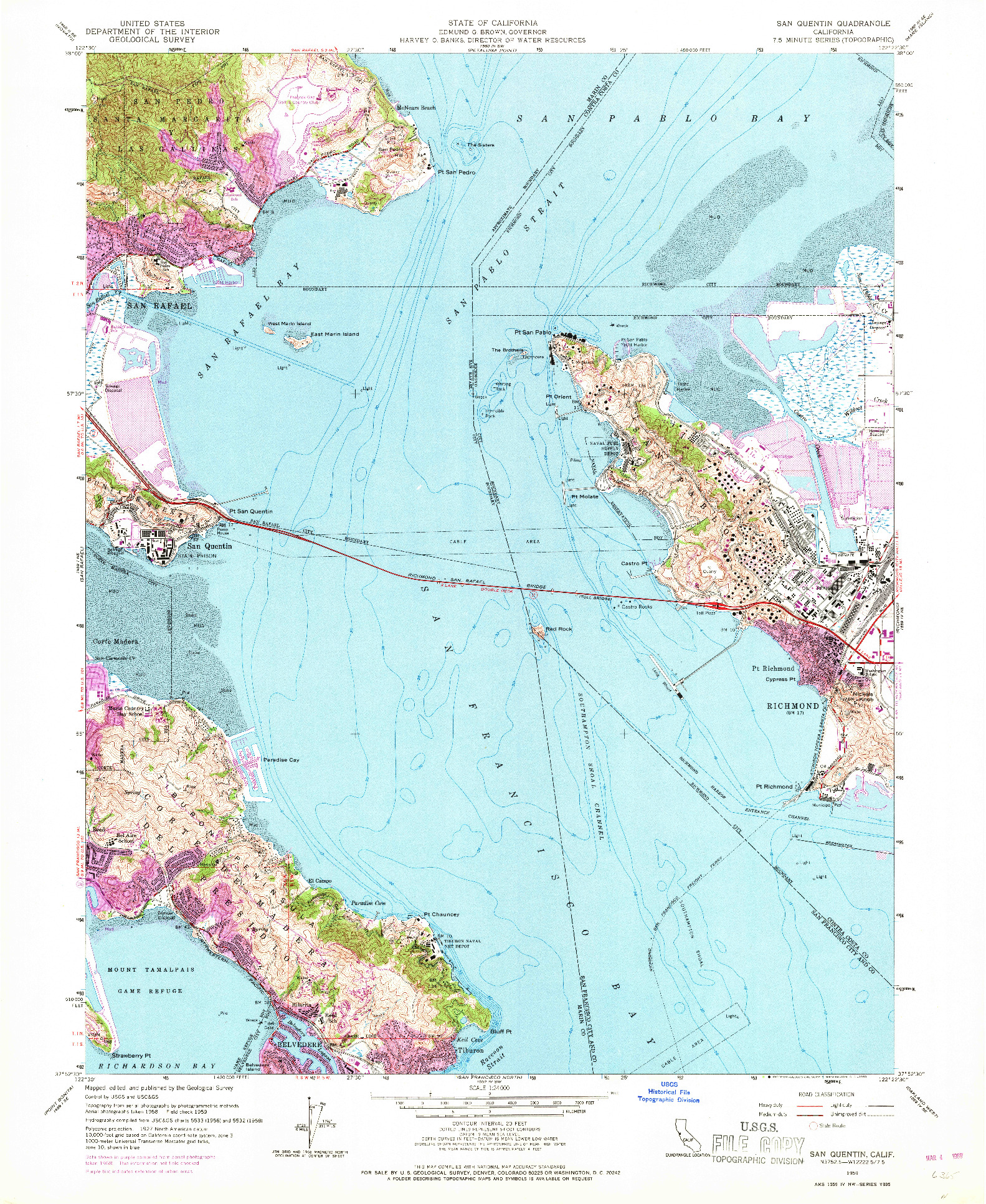 USGS 1:24000-SCALE QUADRANGLE FOR SAN QUENTIN, CA 1959