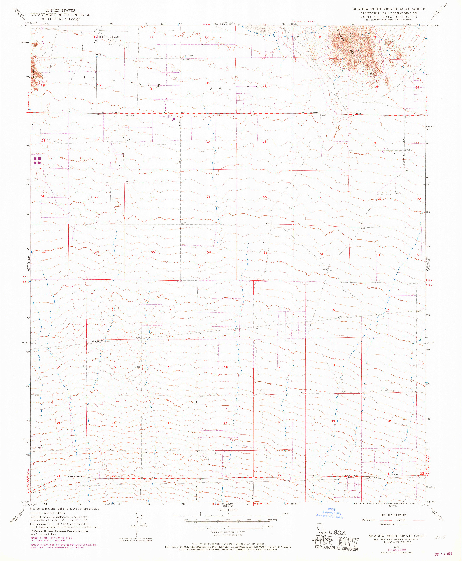 USGS 1:24000-SCALE QUADRANGLE FOR SHADOW MOUNTAINS SE, CA 1955