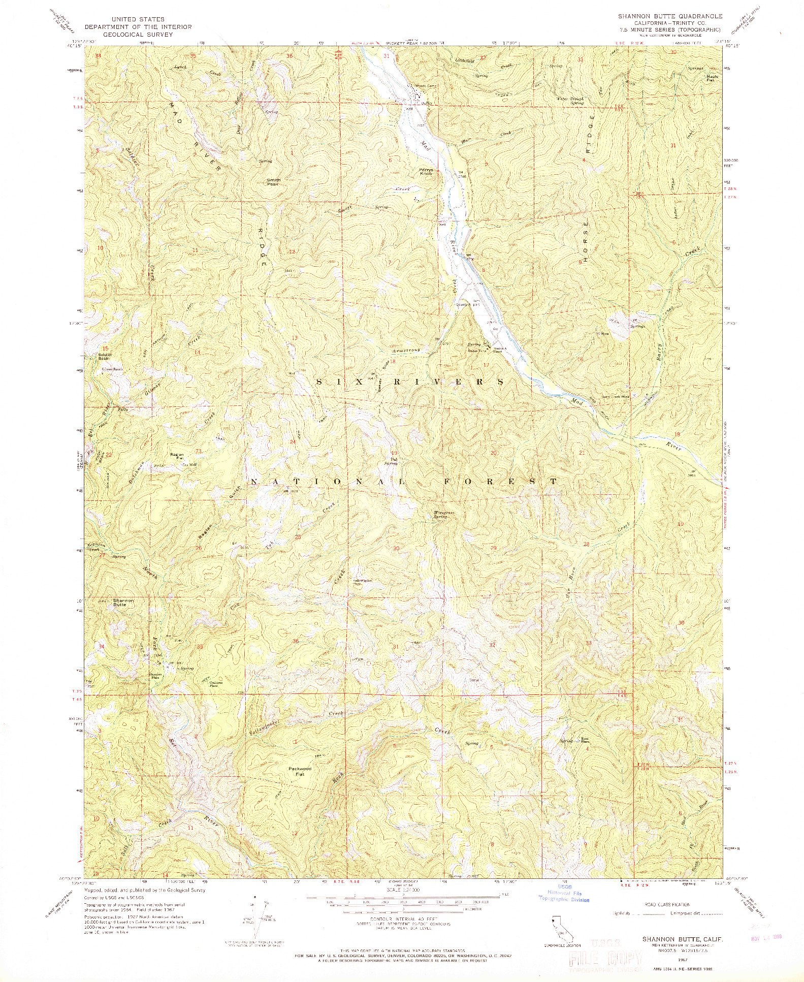 USGS 1:24000-SCALE QUADRANGLE FOR SHANNON BUTTE, CA 1967