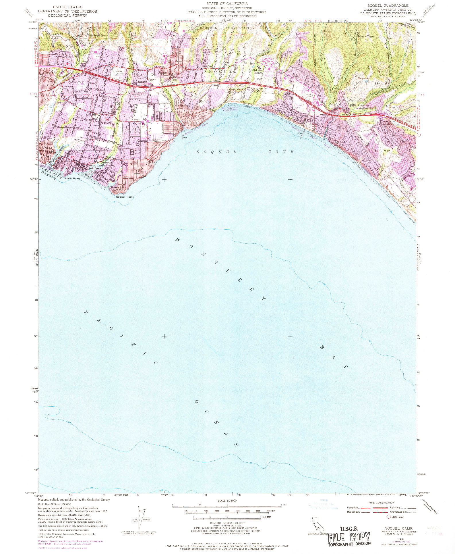 USGS 1:24000-SCALE QUADRANGLE FOR SOQUEL, CA 1954