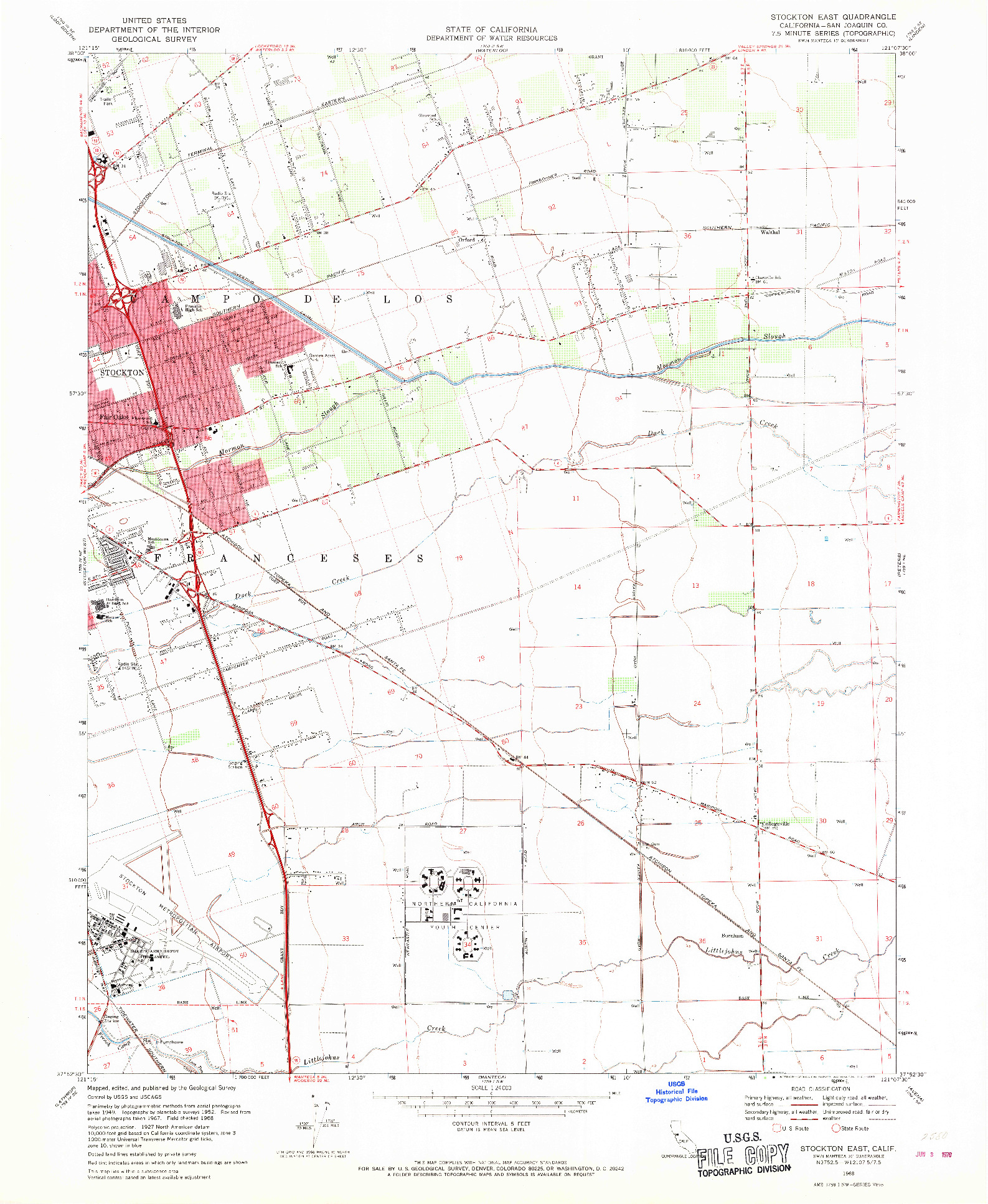 USGS 1:24000-SCALE QUADRANGLE FOR STOCKTON EAST, CA 1968