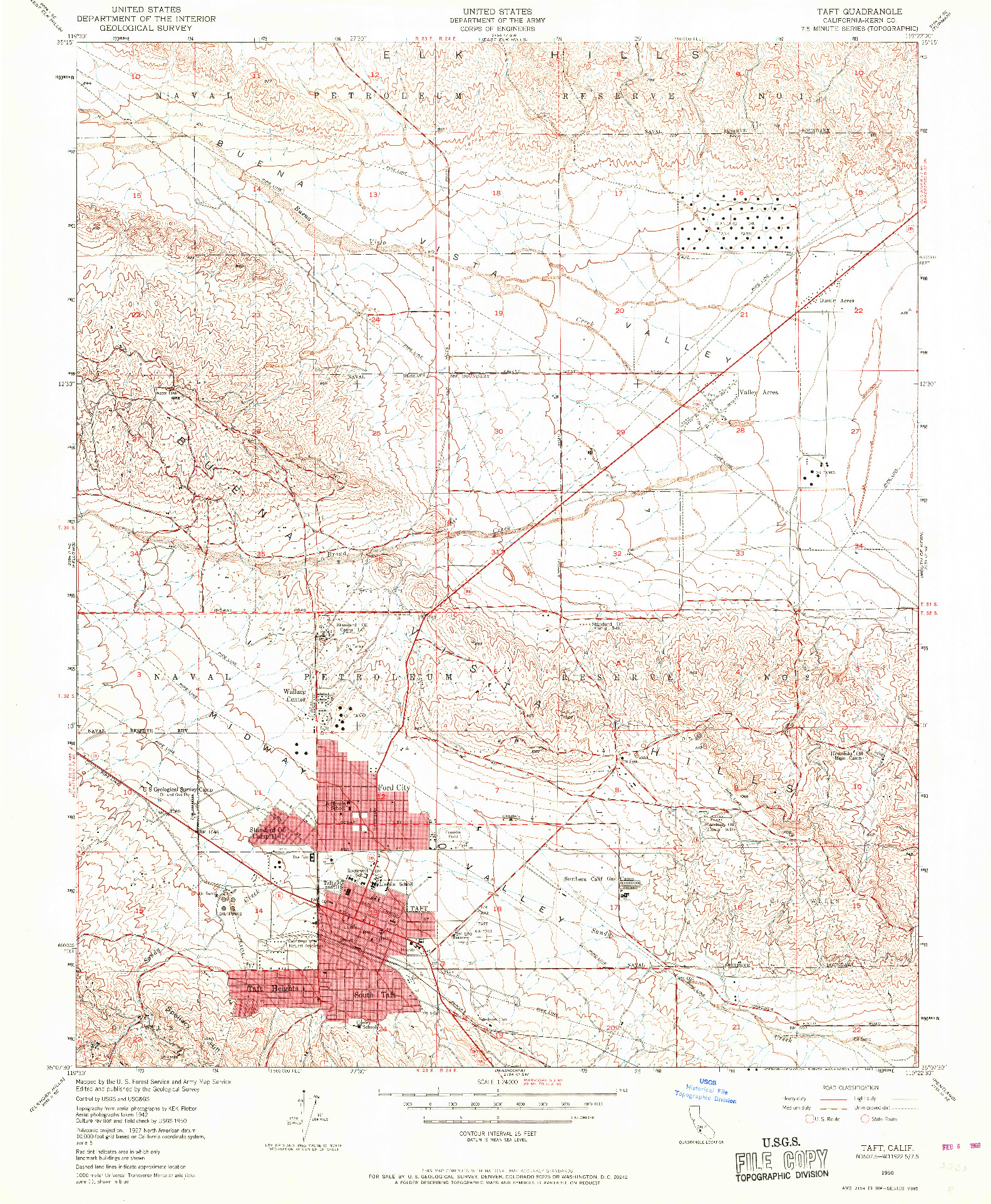 USGS 1:24000-SCALE QUADRANGLE FOR TAFT, CA 1950
