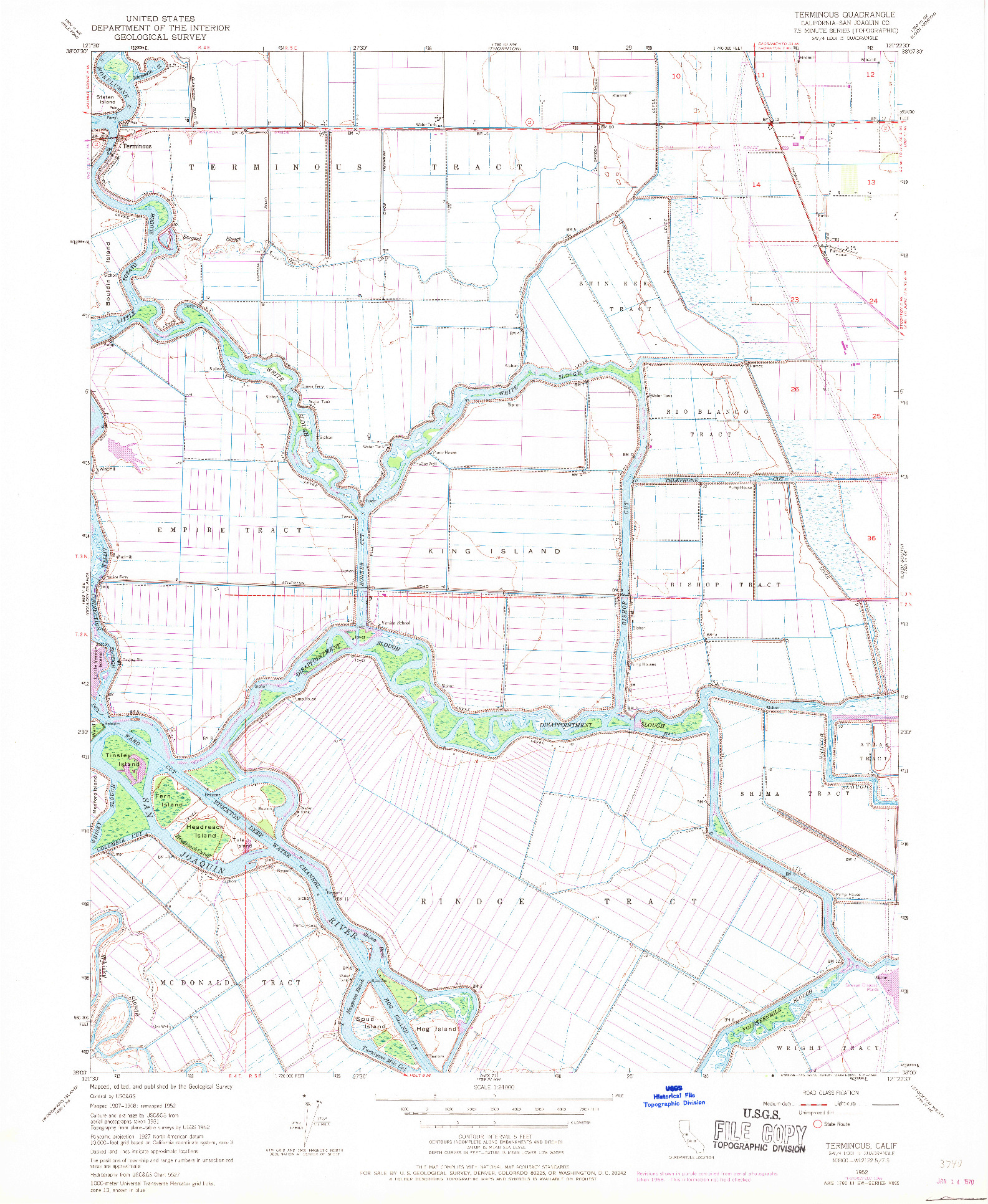 USGS 1:24000-SCALE QUADRANGLE FOR TERMINOUS, CA 1952