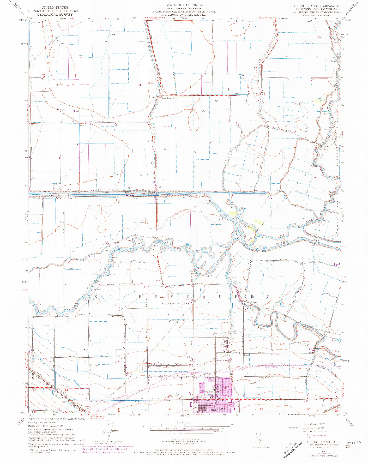 USGS 1:24000-SCALE QUADRANGLE FOR UNION ISLAND, CA 1952