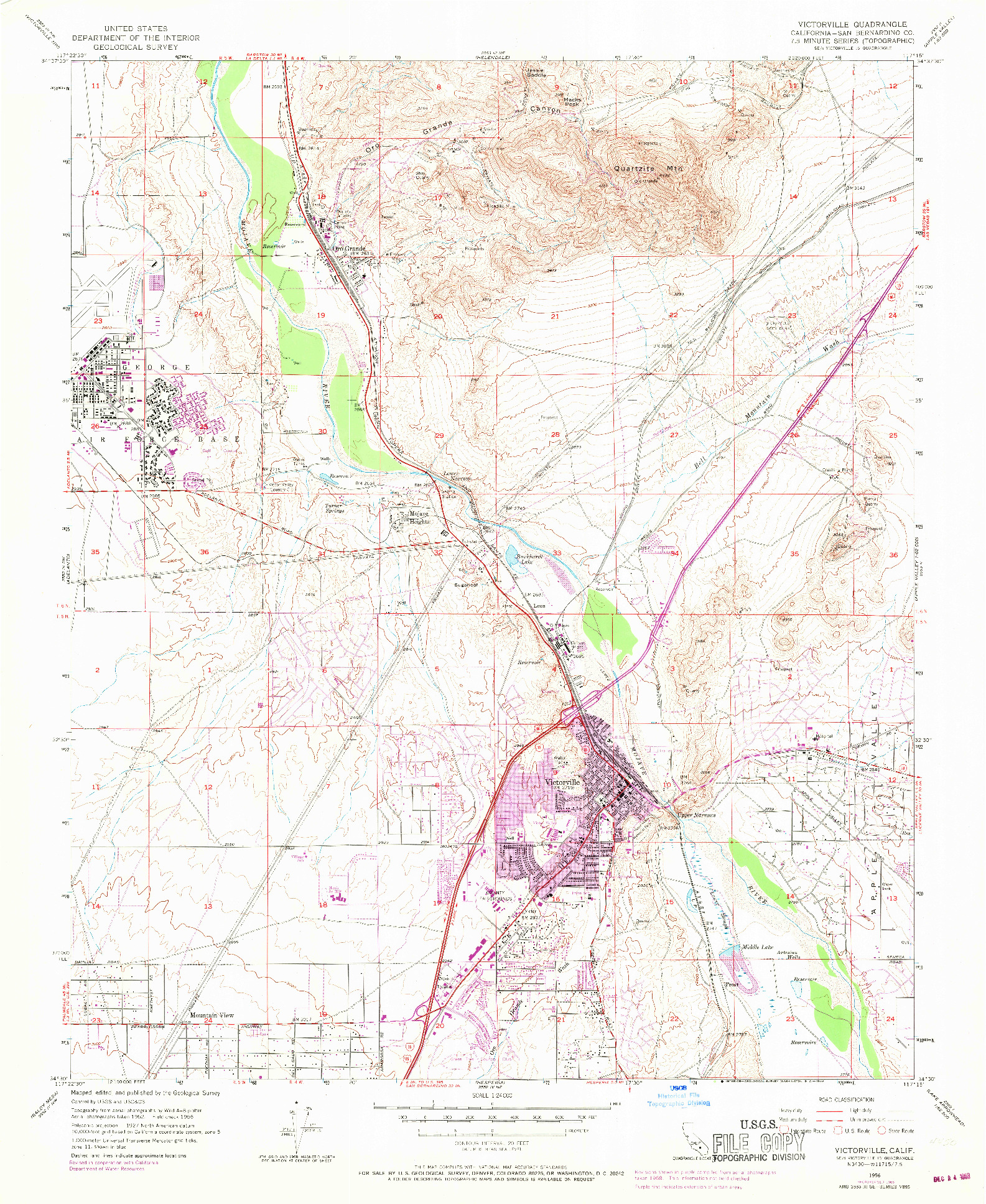 USGS 1:24000-SCALE QUADRANGLE FOR VICTORVILLE, CA 1956