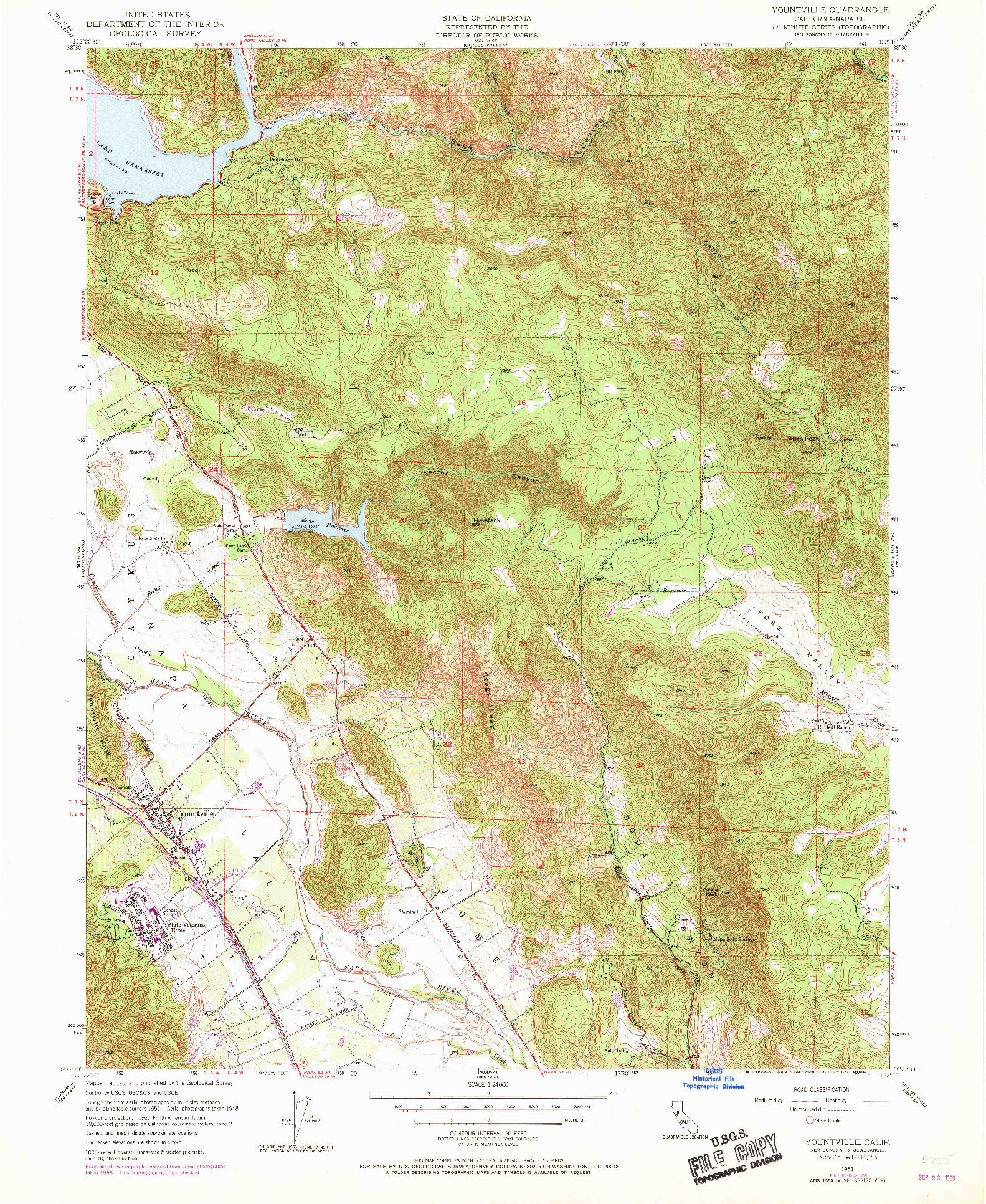 USGS 1:24000-SCALE QUADRANGLE FOR YOUNTVILLE, CA 1951