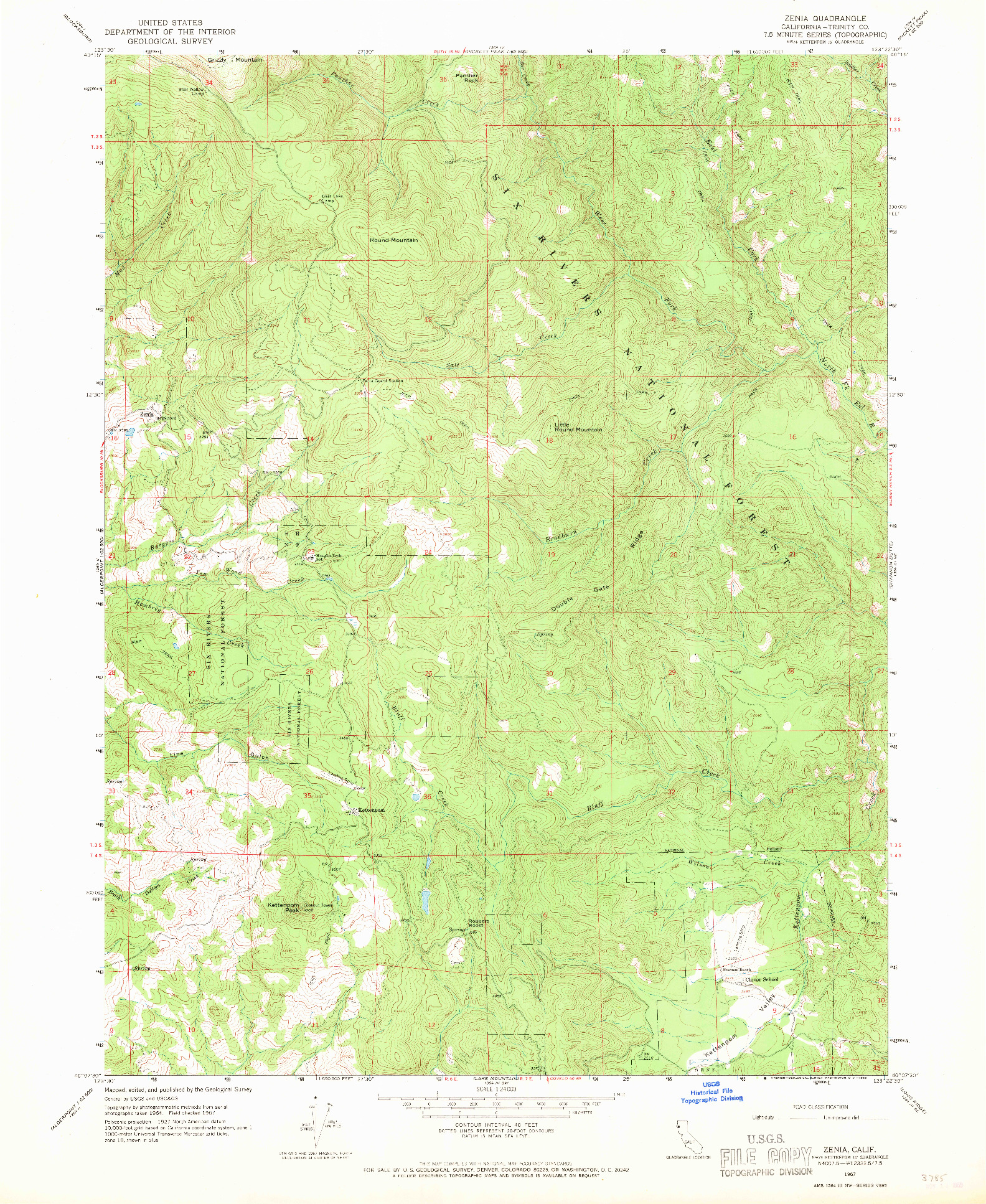 USGS 1:24000-SCALE QUADRANGLE FOR ZENIA, CA 1967