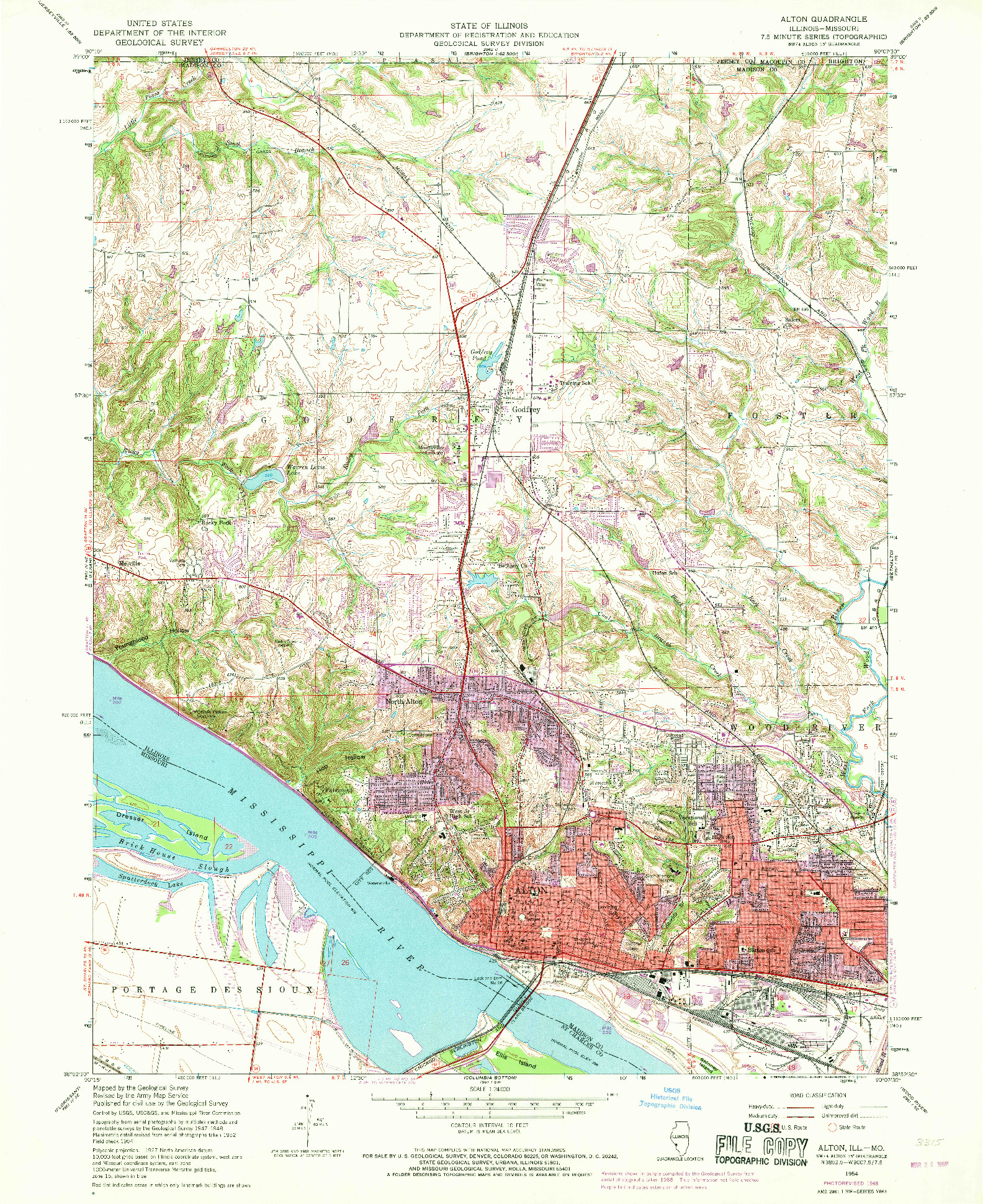 USGS 1:24000-SCALE QUADRANGLE FOR ALTON, IL 1954