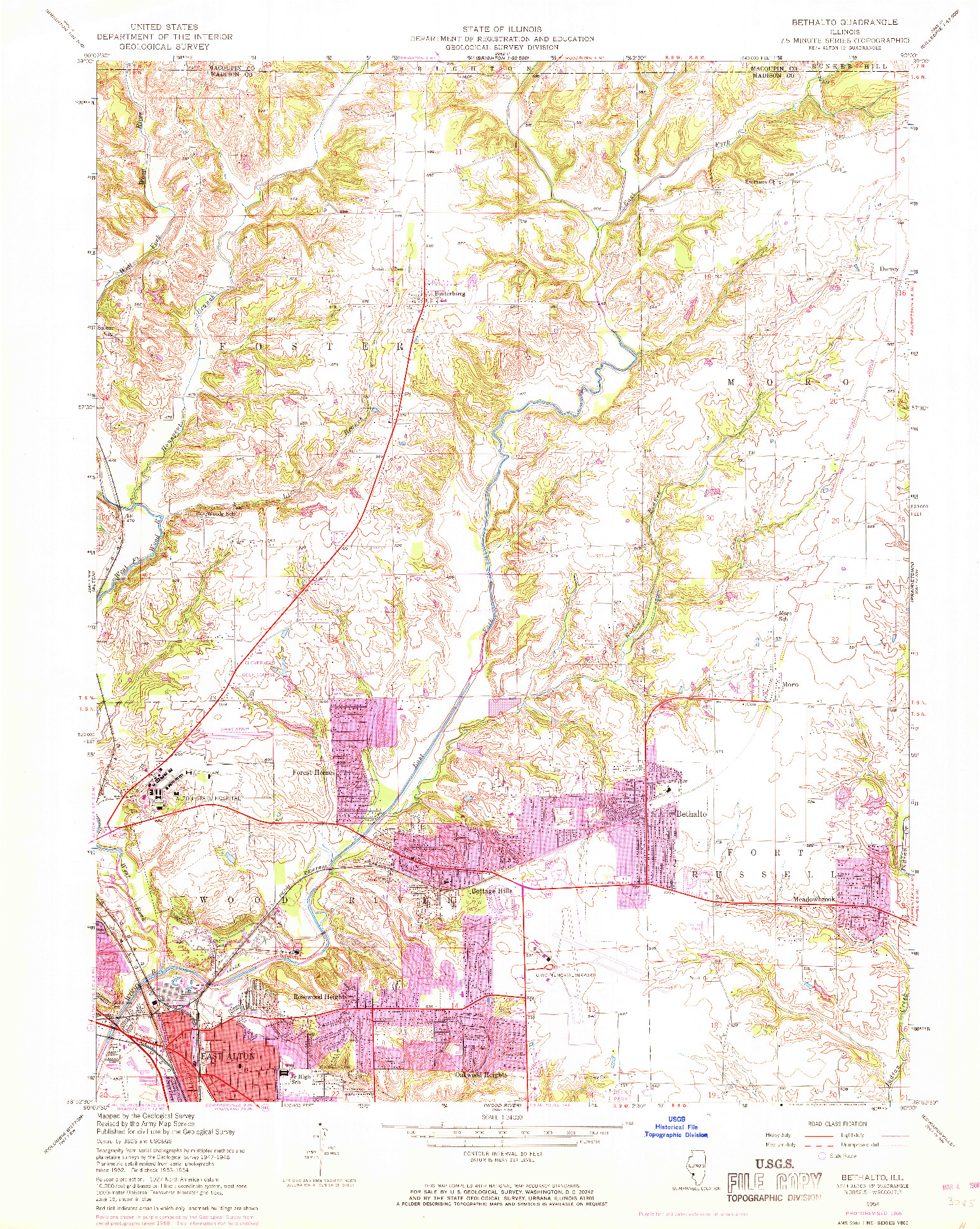 USGS 1:24000-SCALE QUADRANGLE FOR BETHALTO, IL 1954