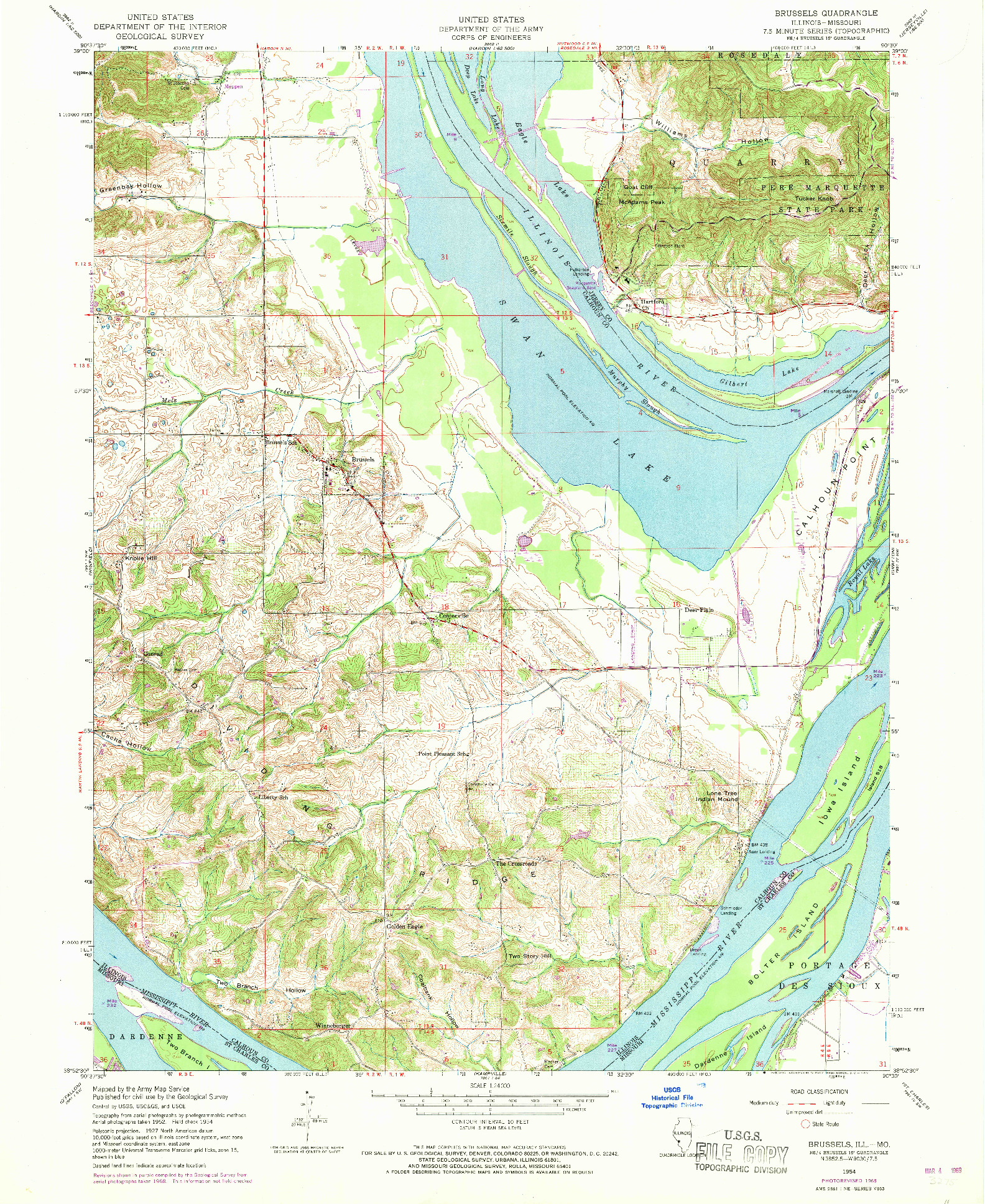 USGS 1:24000-SCALE QUADRANGLE FOR BRUSSELS, IL 1954