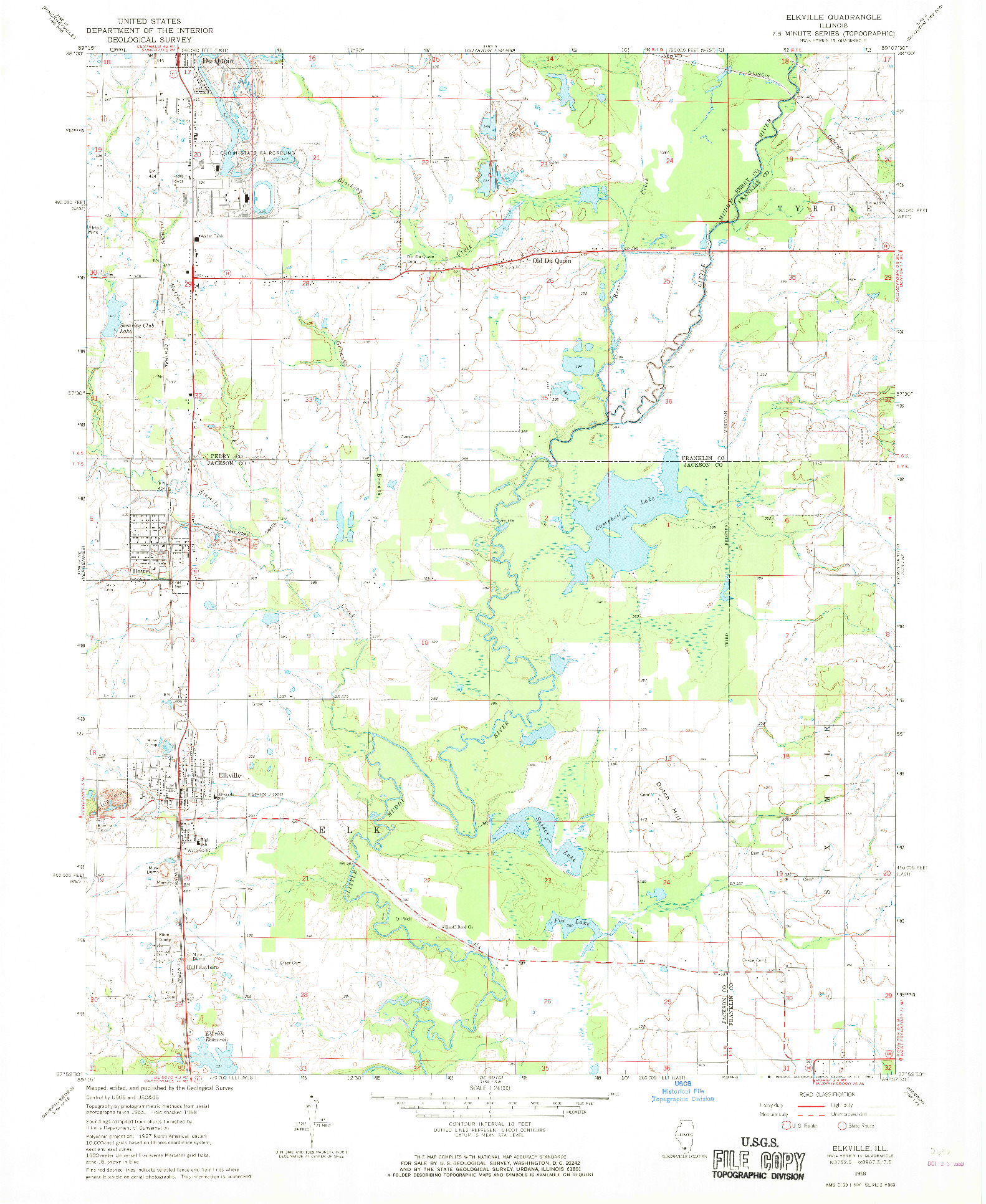 USGS 1:24000-SCALE QUADRANGLE FOR ELKVILLE, IL 1968