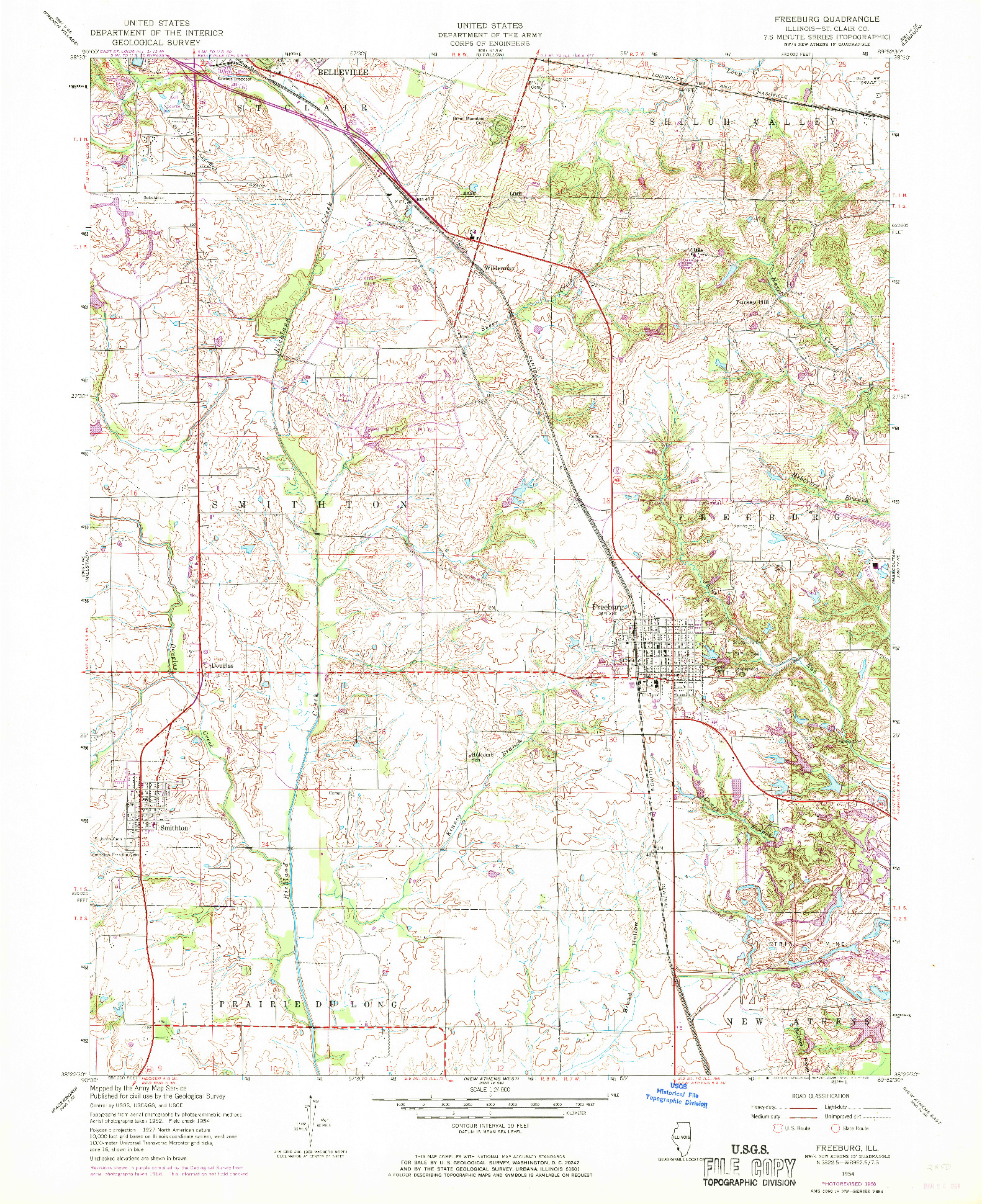 USGS 1:24000-SCALE QUADRANGLE FOR FREEBURG, IL 1954