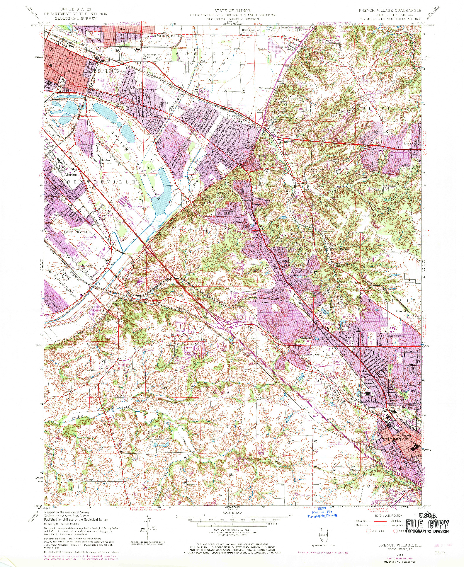 USGS 1:24000-SCALE QUADRANGLE FOR FRENCH VILLAGE, IL 1954