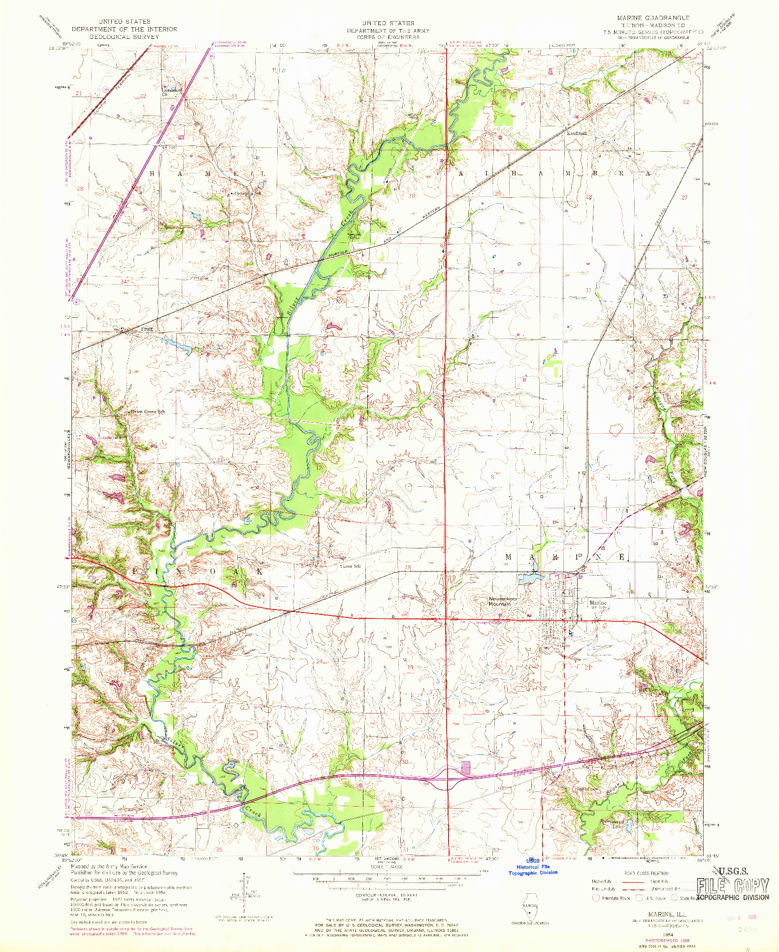 USGS 1:24000-SCALE QUADRANGLE FOR MARINE, IL 1954