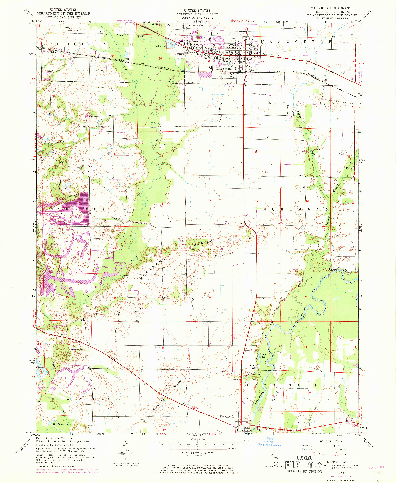 USGS 1:24000-SCALE QUADRANGLE FOR MASCOUTAH, IL 1954