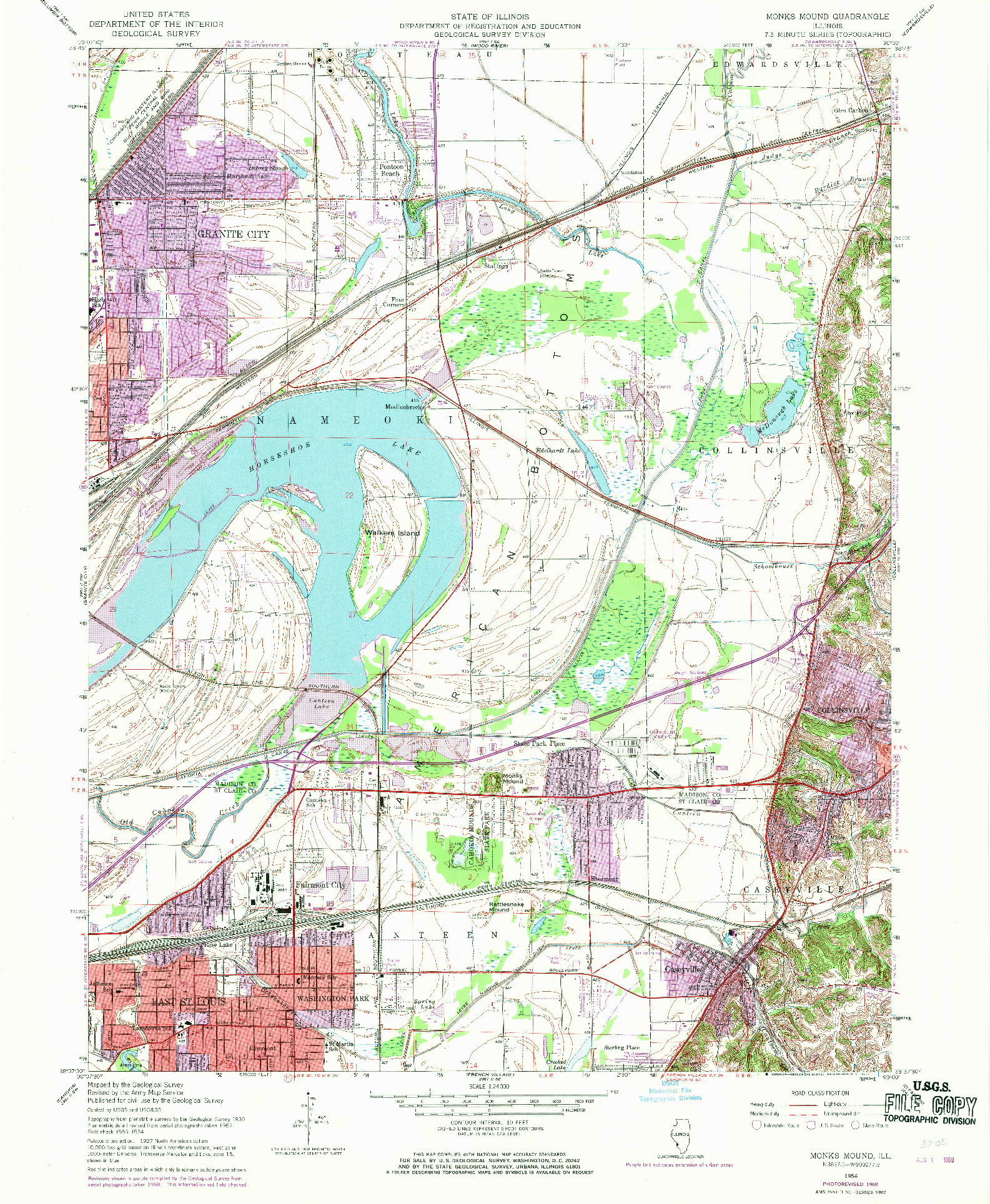 USGS 1:24000-SCALE QUADRANGLE FOR MONKS MOUND, IL 1954