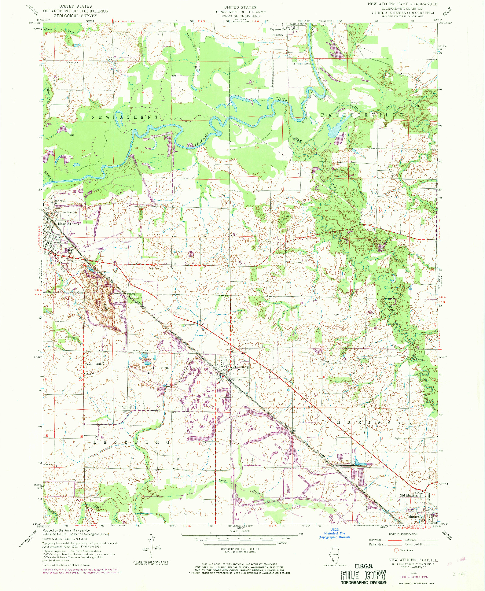 USGS 1:24000-SCALE QUADRANGLE FOR NEW ATHENS EAST, IL 1954