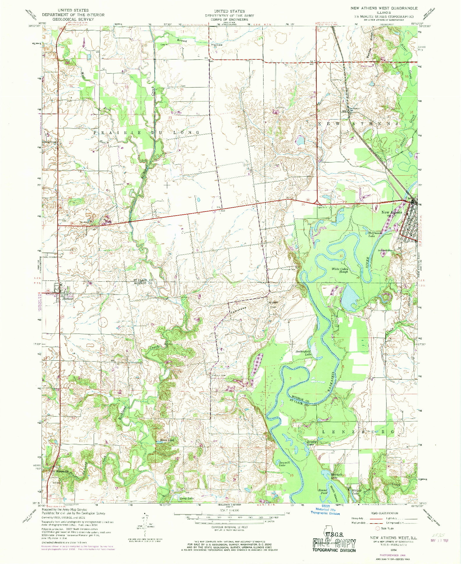 USGS 1:24000-SCALE QUADRANGLE FOR NEW ATHENS WEST, IL 1954