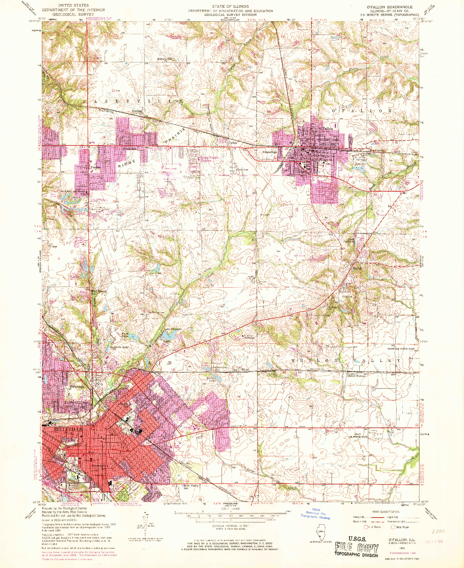 USGS 1:24000-SCALE QUADRANGLE FOR O'FALLON, IL 1954