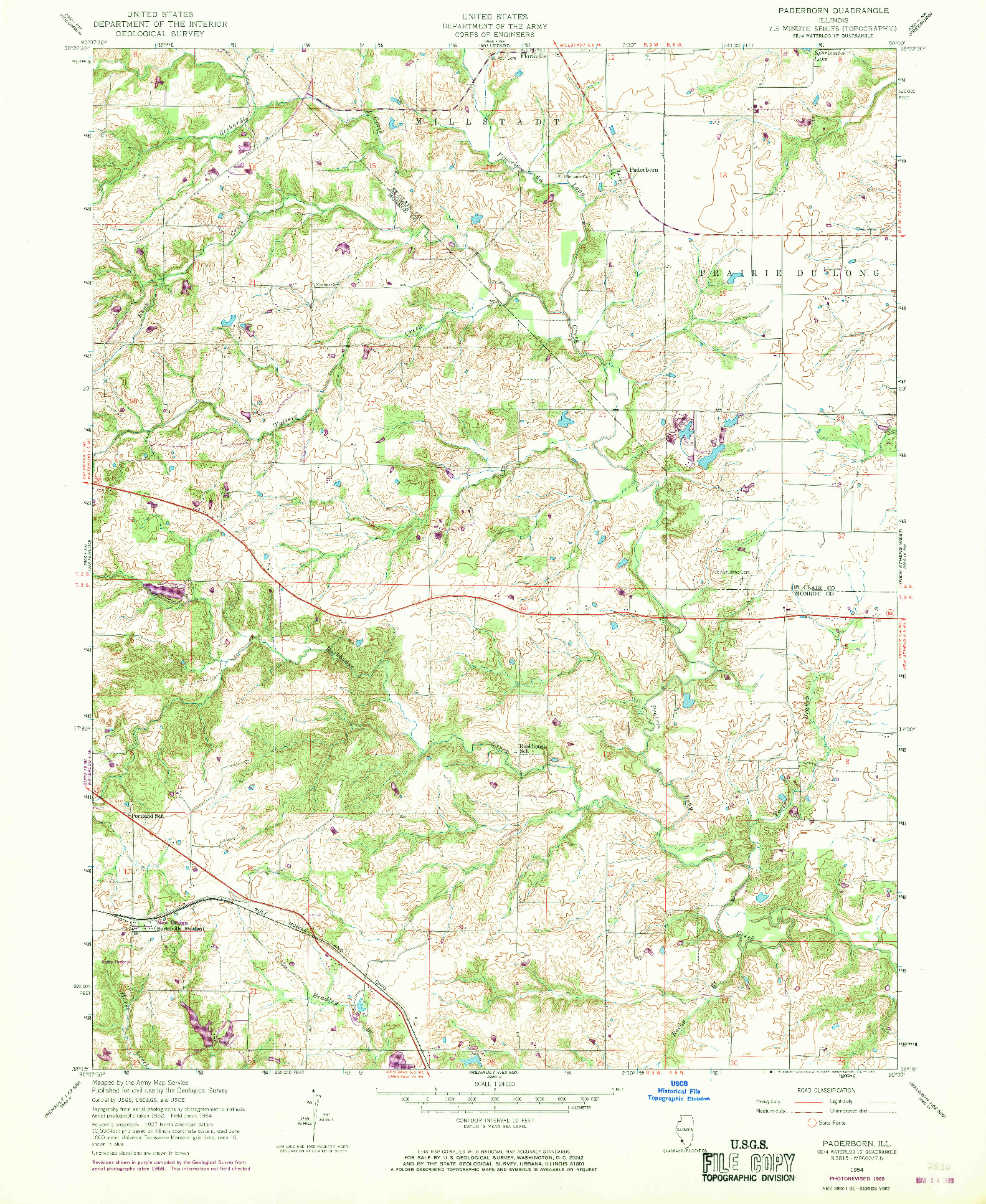 USGS 1:24000-SCALE QUADRANGLE FOR PADERBORN, IL 1954