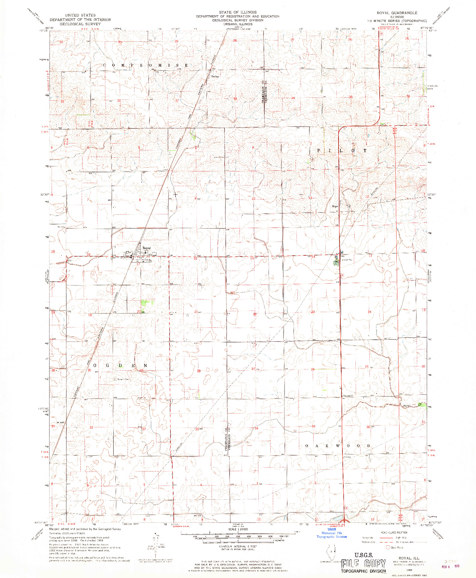 USGS 1:24000-SCALE QUADRANGLE FOR ROYAL, IL 1968
