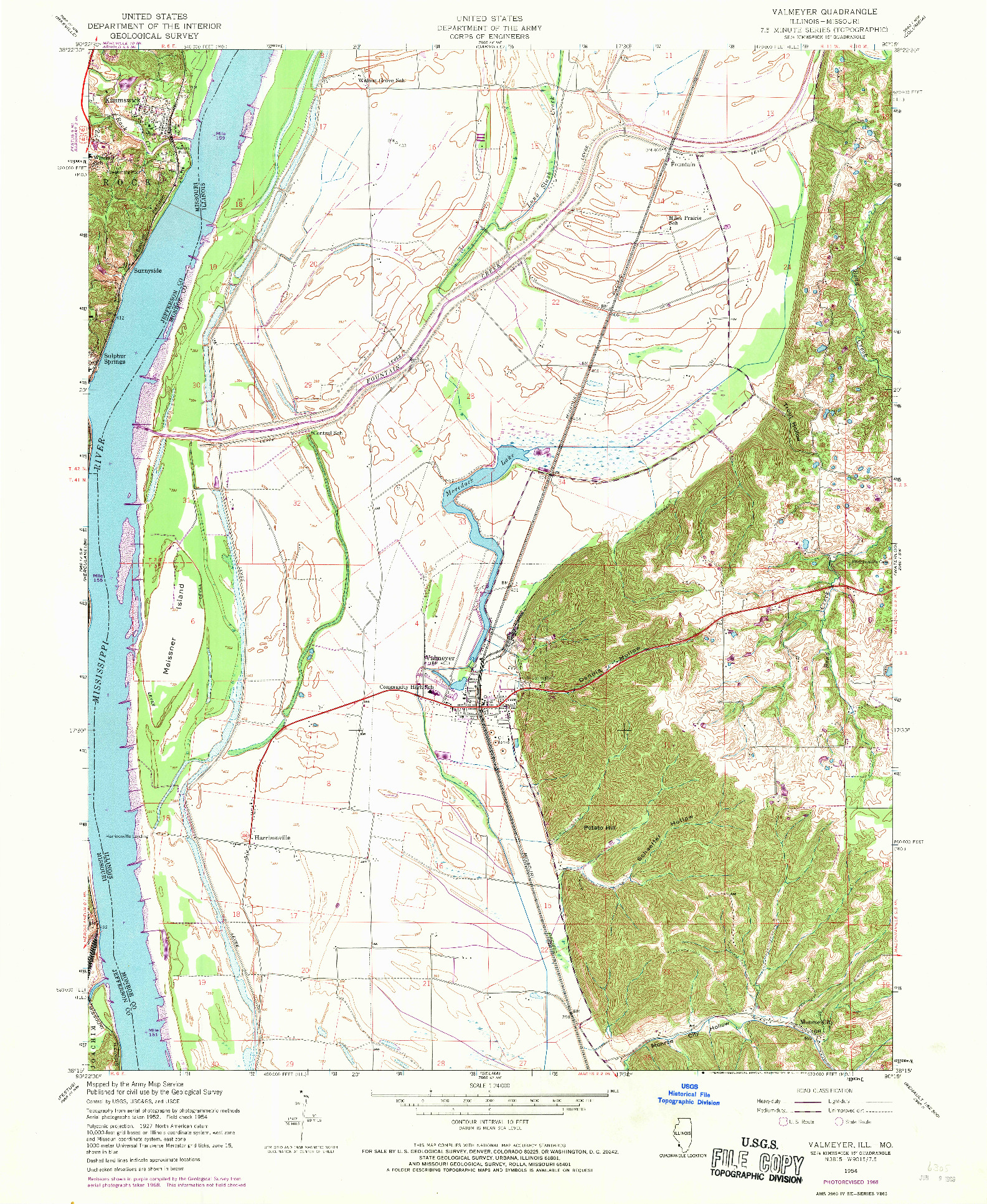 USGS 1:24000-SCALE QUADRANGLE FOR VALMEYER, IL 1954